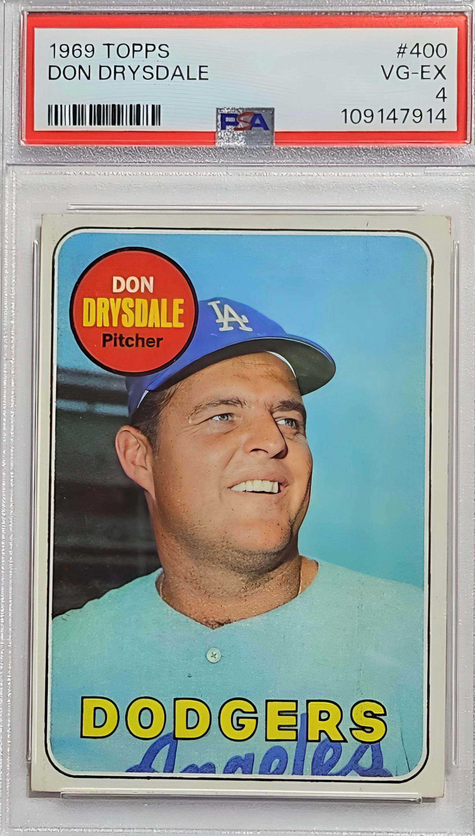1969 Topps - Don Drysdale #400 PSA 4 VG-EX