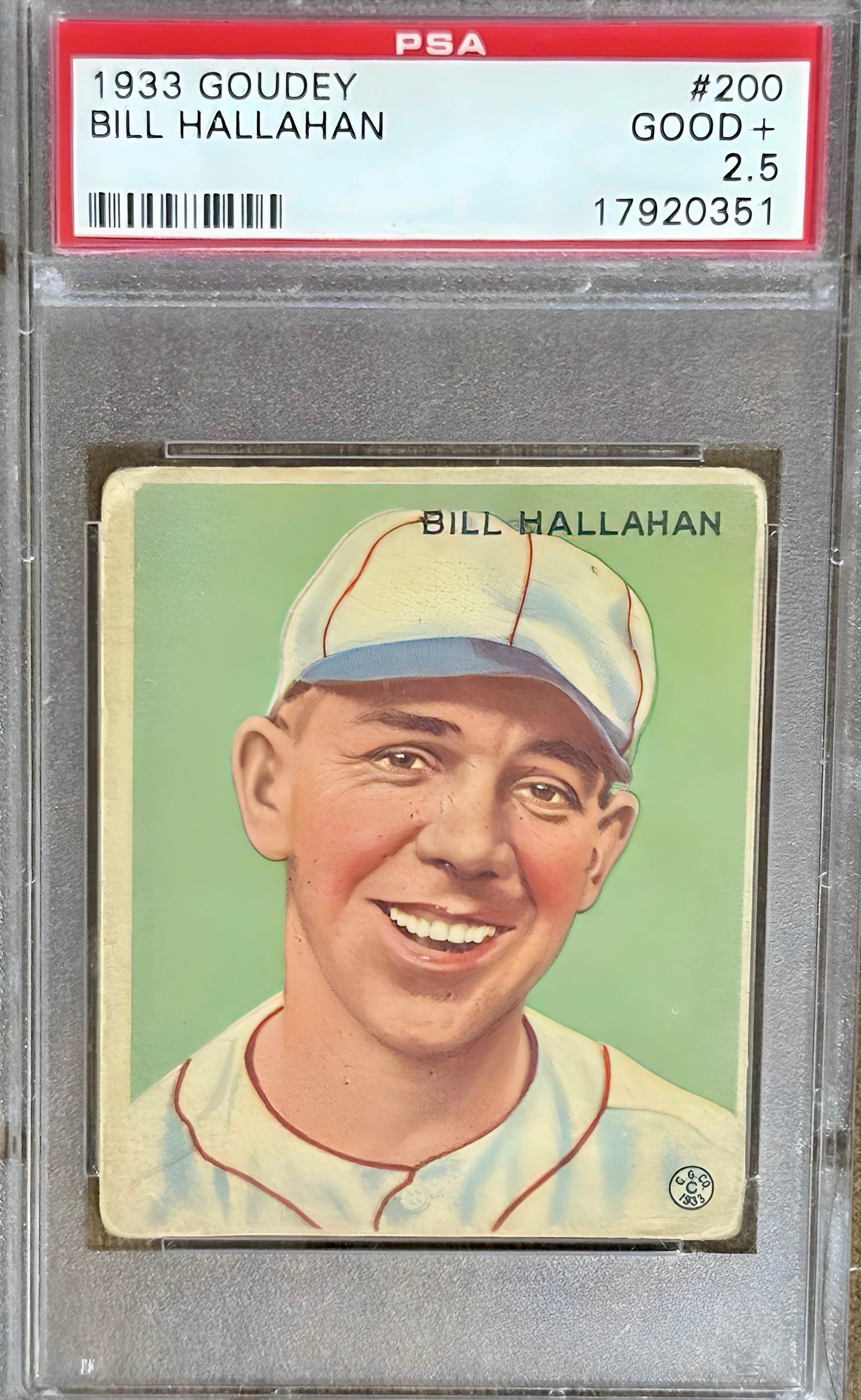 1933 Goudey Baseball #200 Bill Hallahan (RC) PSA 2.5 Good+