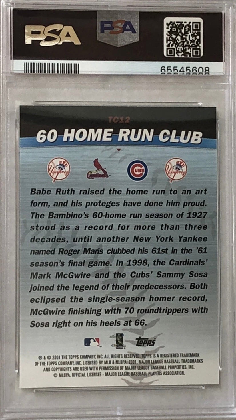 2001 TOPPS COMBOS BASEBALL CARD ROGER MARIS McGWIRE SOSA BABE RUTH PSA 10