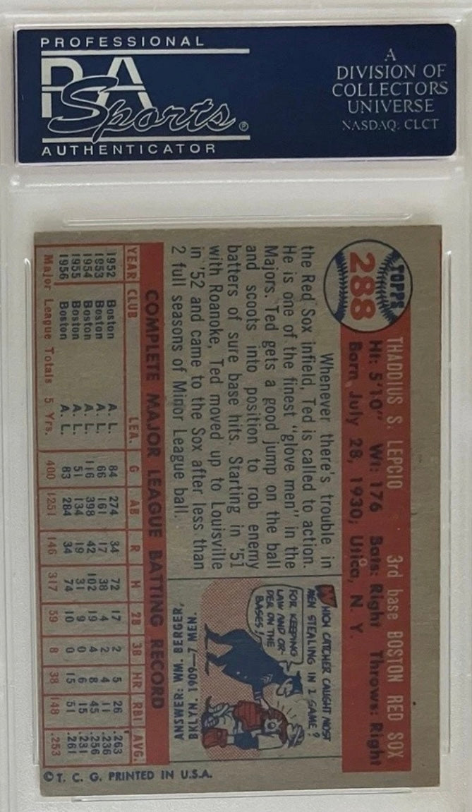 1957 Topps Baseball #288 Ted Lepcio PSA 5(Tough Series 4)