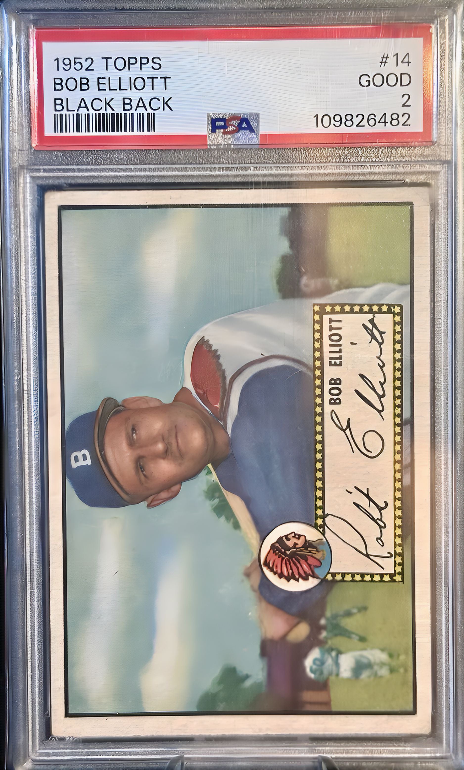 1952 Topps - #14 BOB ELLIOTT Black back PSA 2