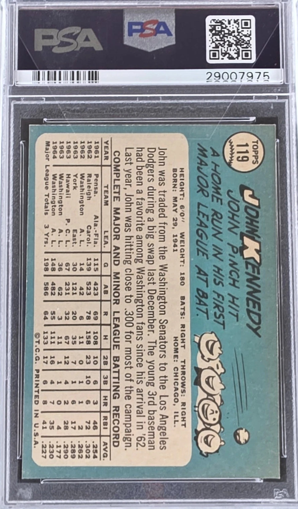 1965 Topps #119 John Kennedy PSA 8