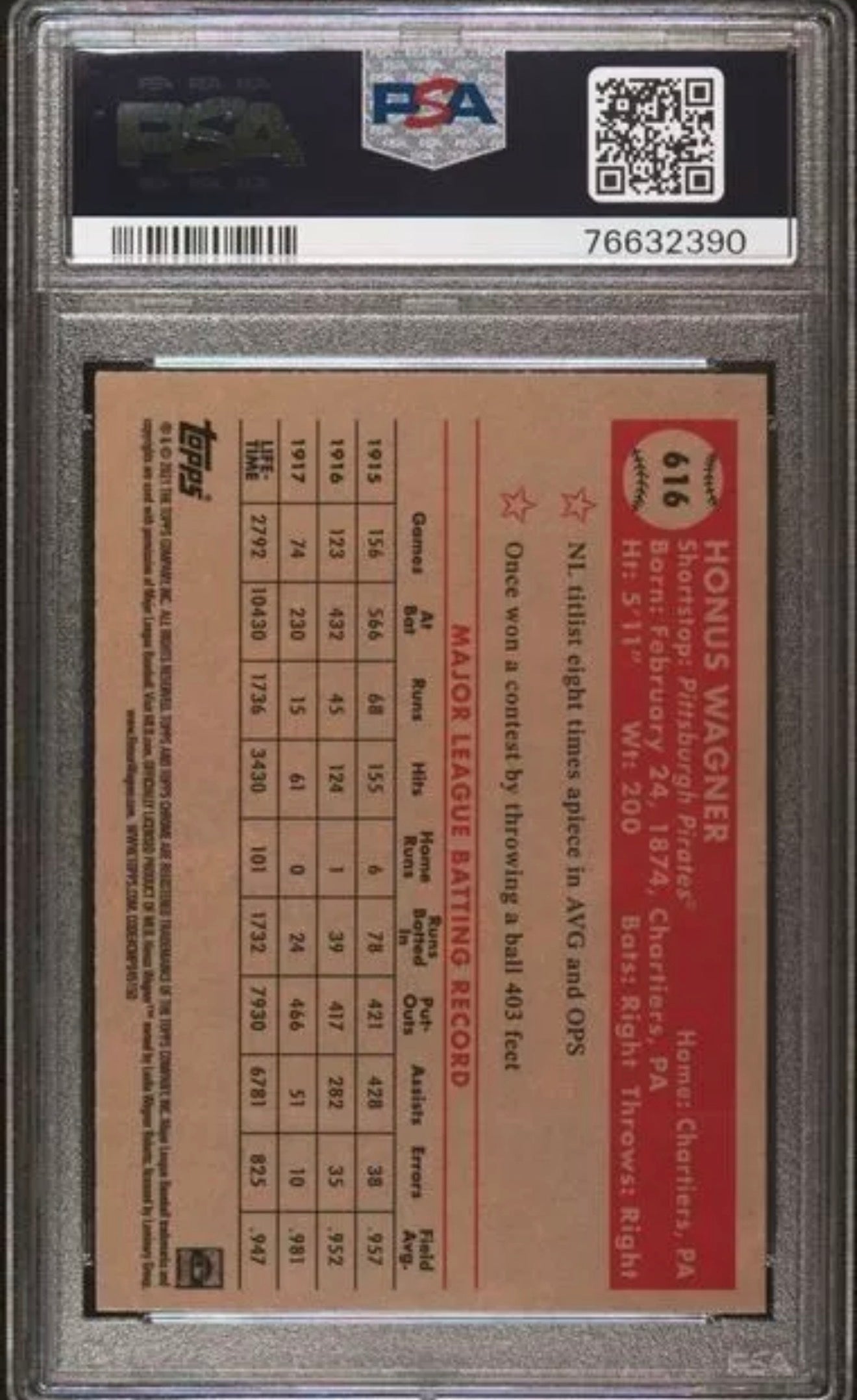 2021 Topps Chrome Platinum Anniversary Aqua Wave Refractor Honus Wagner PSA 8 SP
