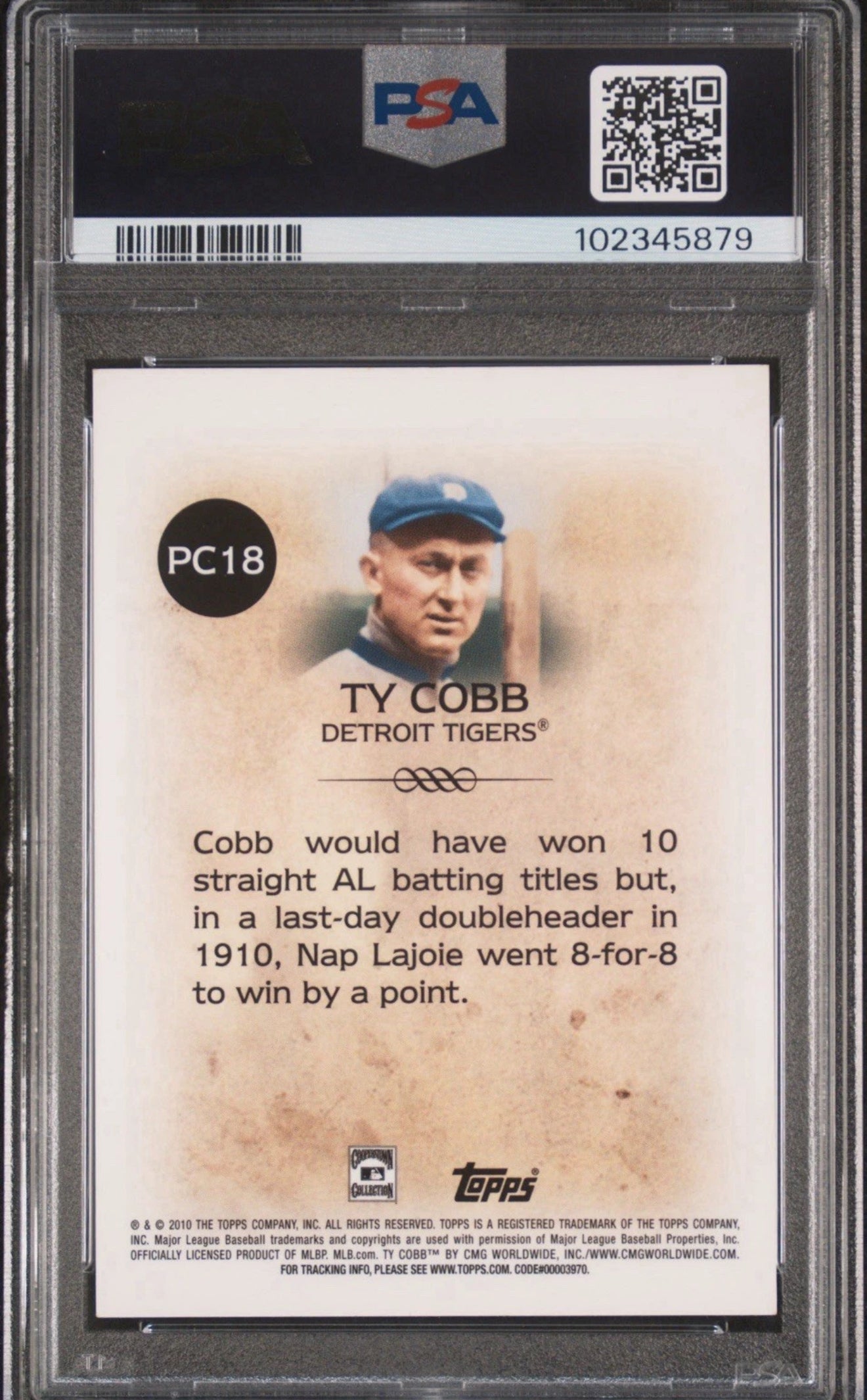 2010 Topps - Wal-Mart Platinum Legends Chrome Cereal TY COBB PSA 7