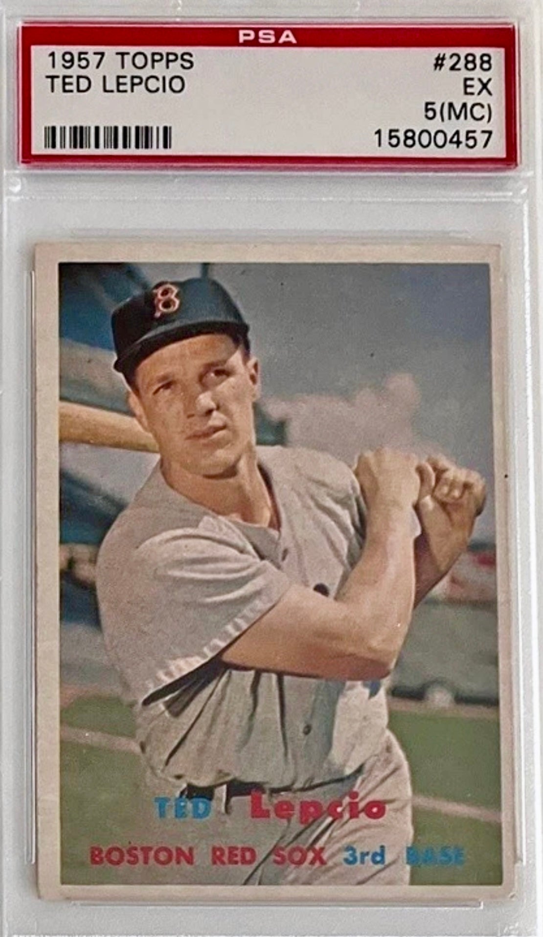 1957 Topps Baseball #288 Ted Lepcio PSA 5(Tough Series 4)