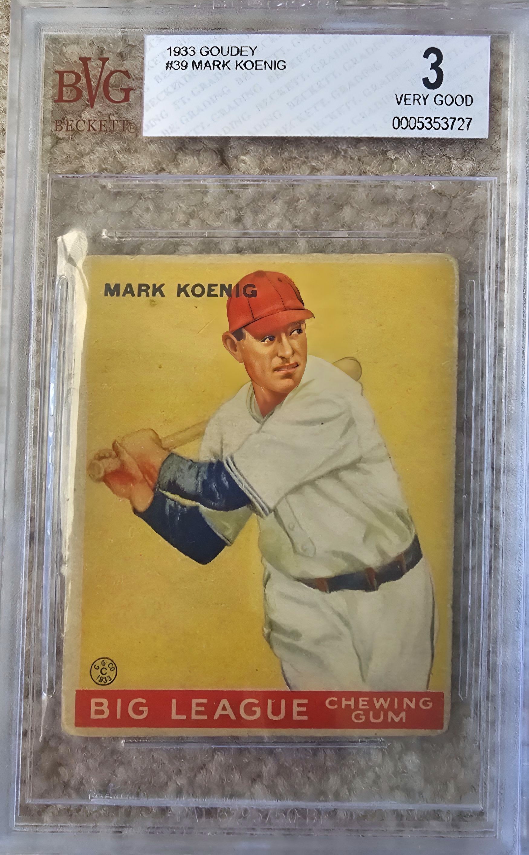BVG 3 1933 Goudey Mark Koenig #39
