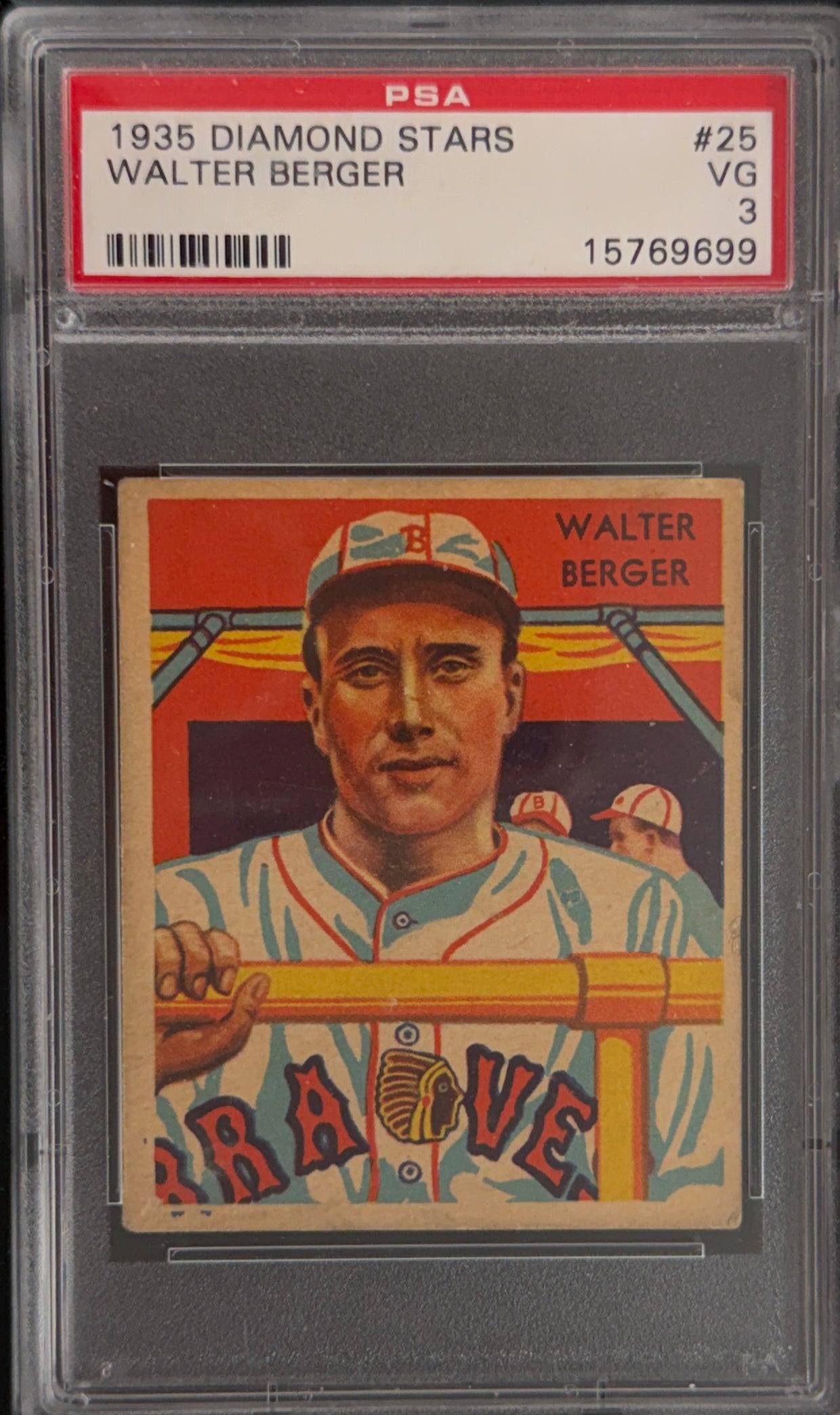 1935 diamond stars baseball cards#25 WALTER BERGER PSA 3