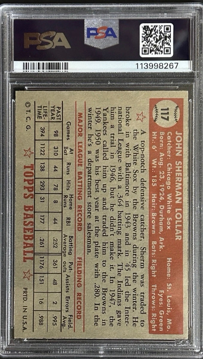 1952 Topps - Sherman Lollar #117 Chicago PSA 5
