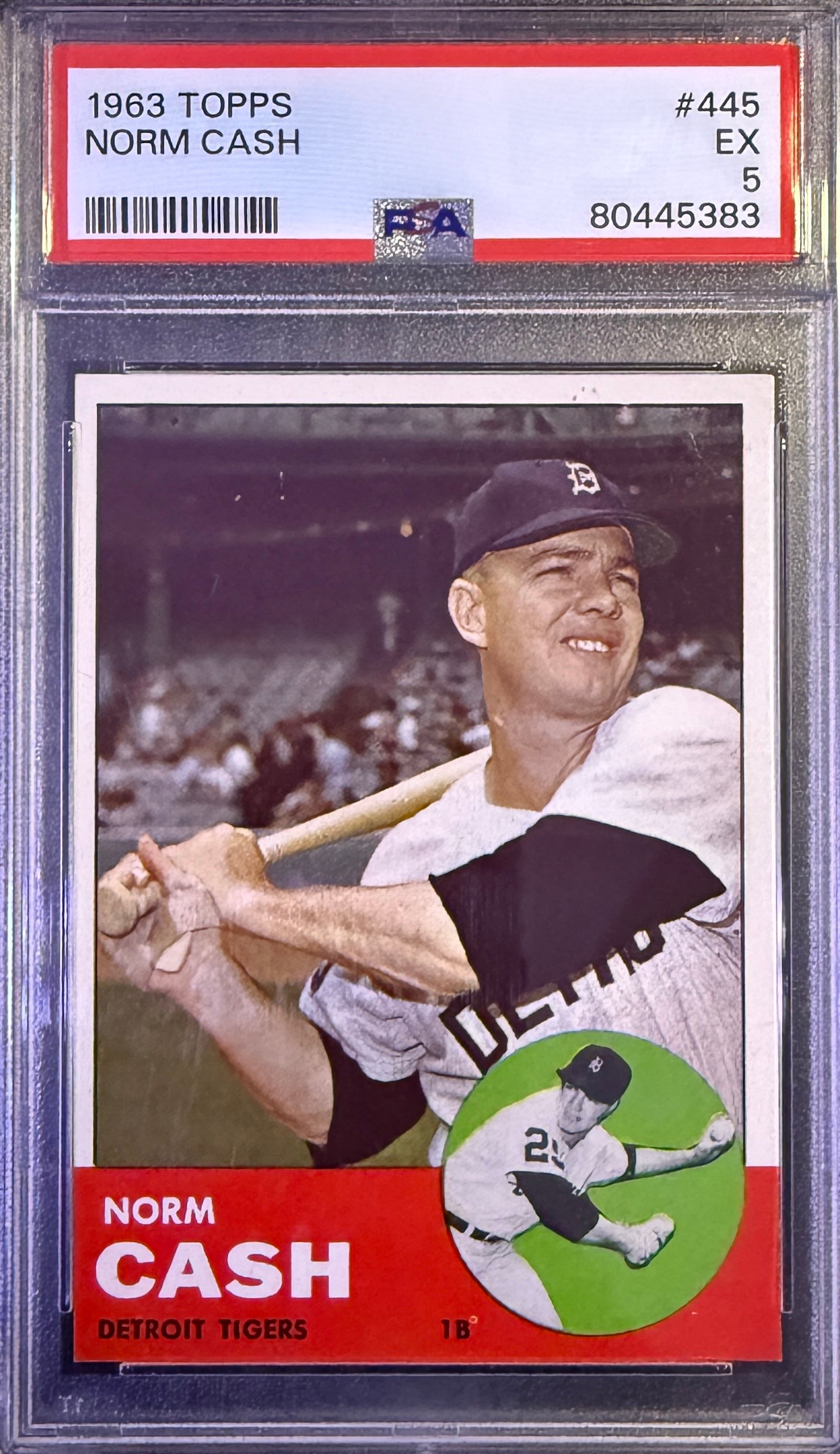 1963 Topps NORM CASH #445 "Detroit Tigers" PSA 5