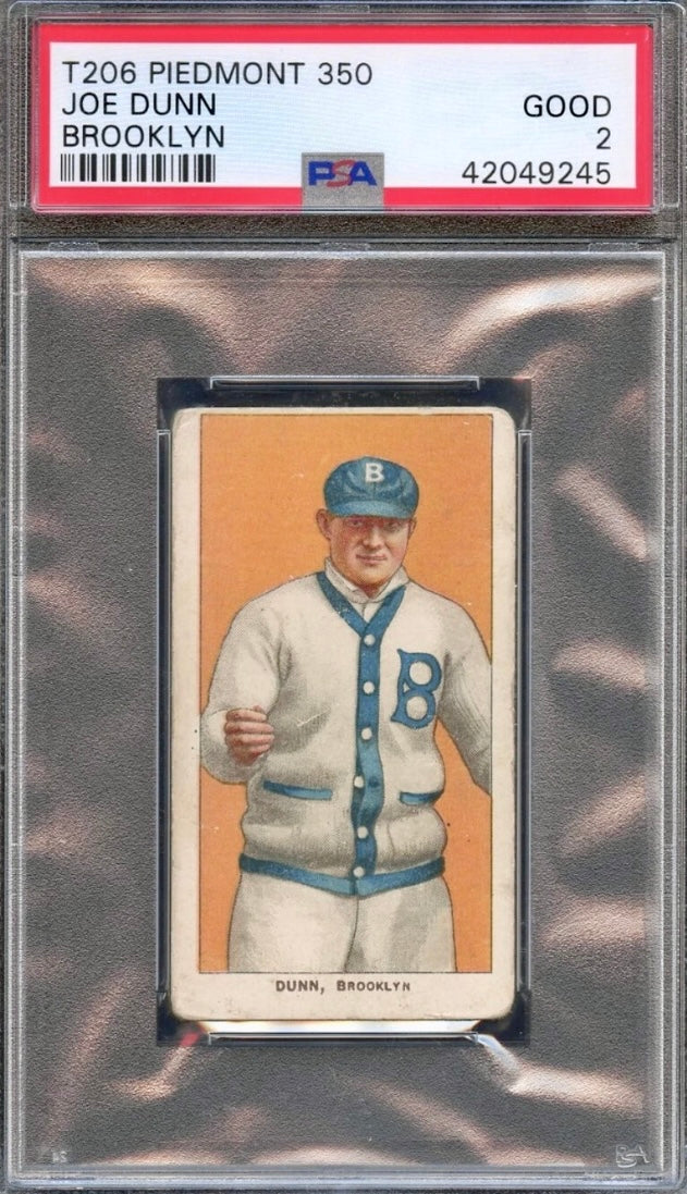 T206 Joe Dunn PSA 2 Piedmont back