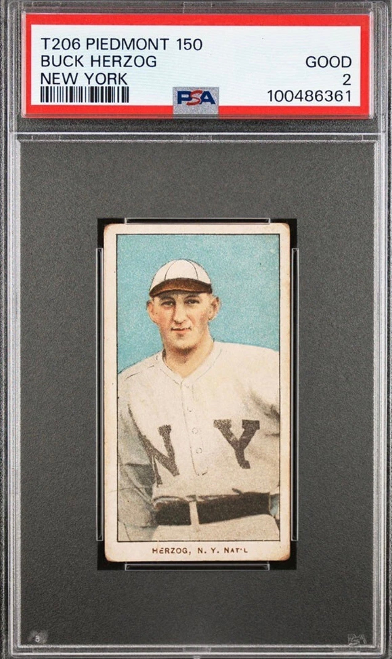 T206 Buck Herzog PSA 2 Piedmont back