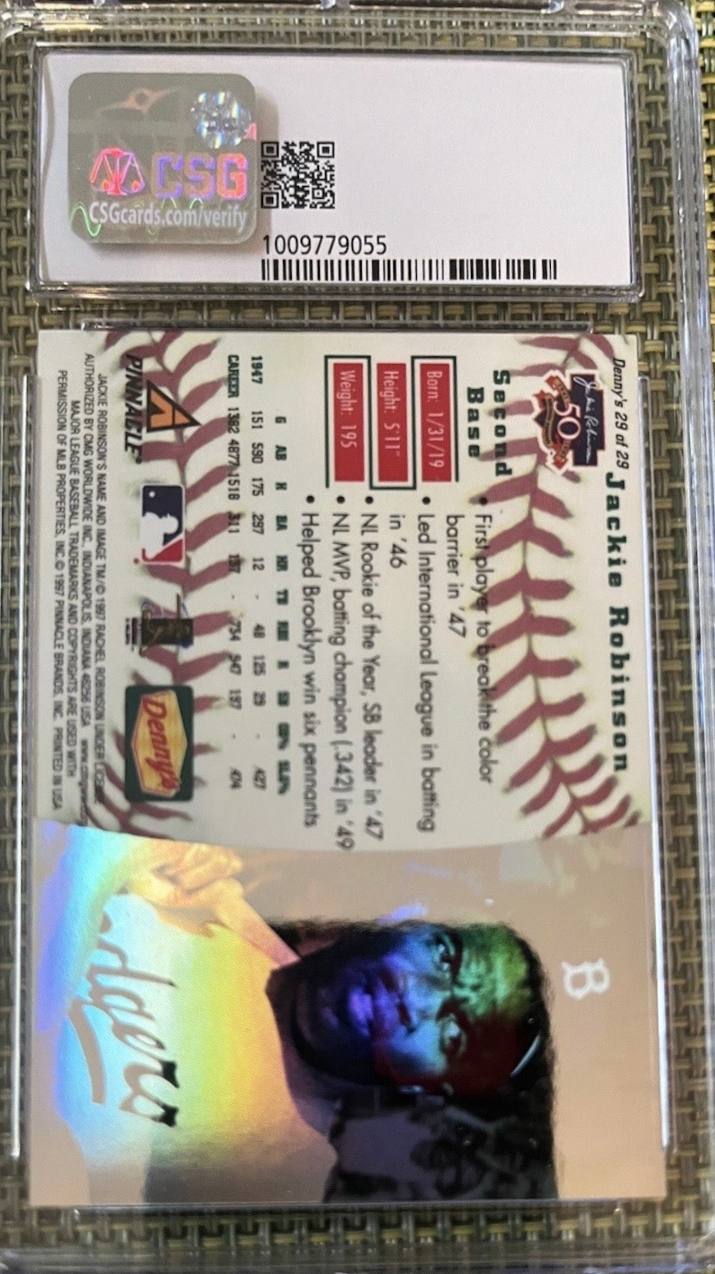 1997 Denny's 3-D Holograms #29 Jackie Robinson PSA 9 Mint POP 9