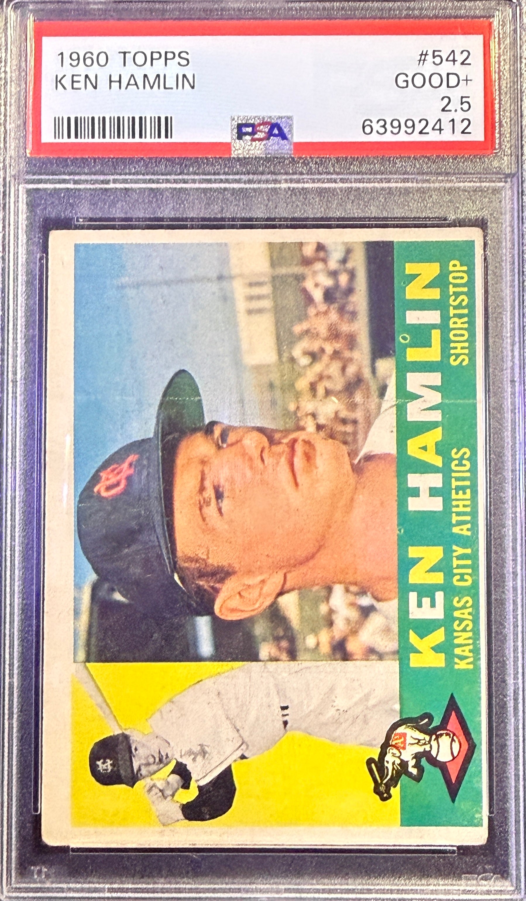 1960 Topps Ken Hamlin Rookie RC #542 Kansas City PSA 2.5