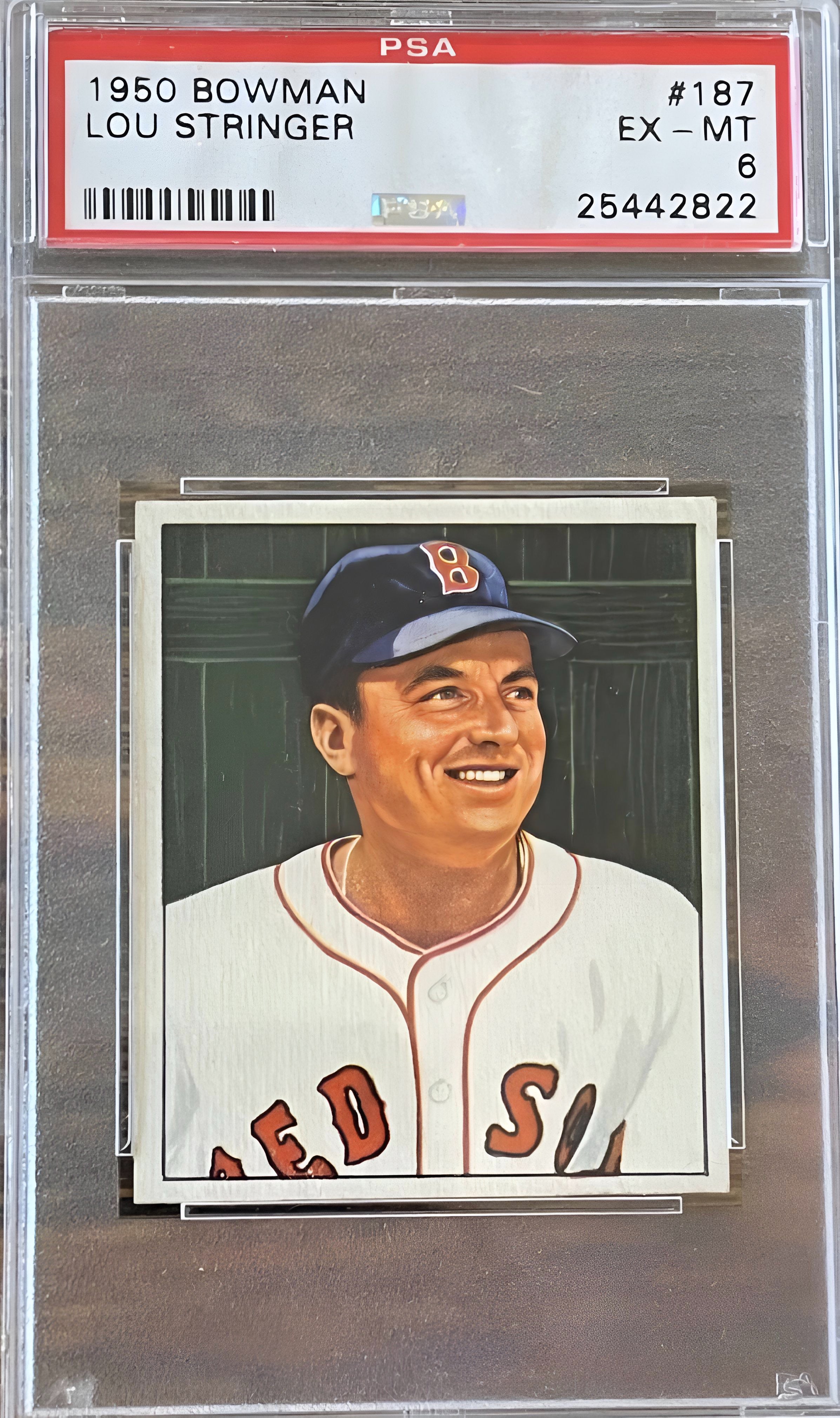 LOU STRINGER   1950 BOWMAN   BASEBALL CARD - PSA 6 - VINTAGE!
