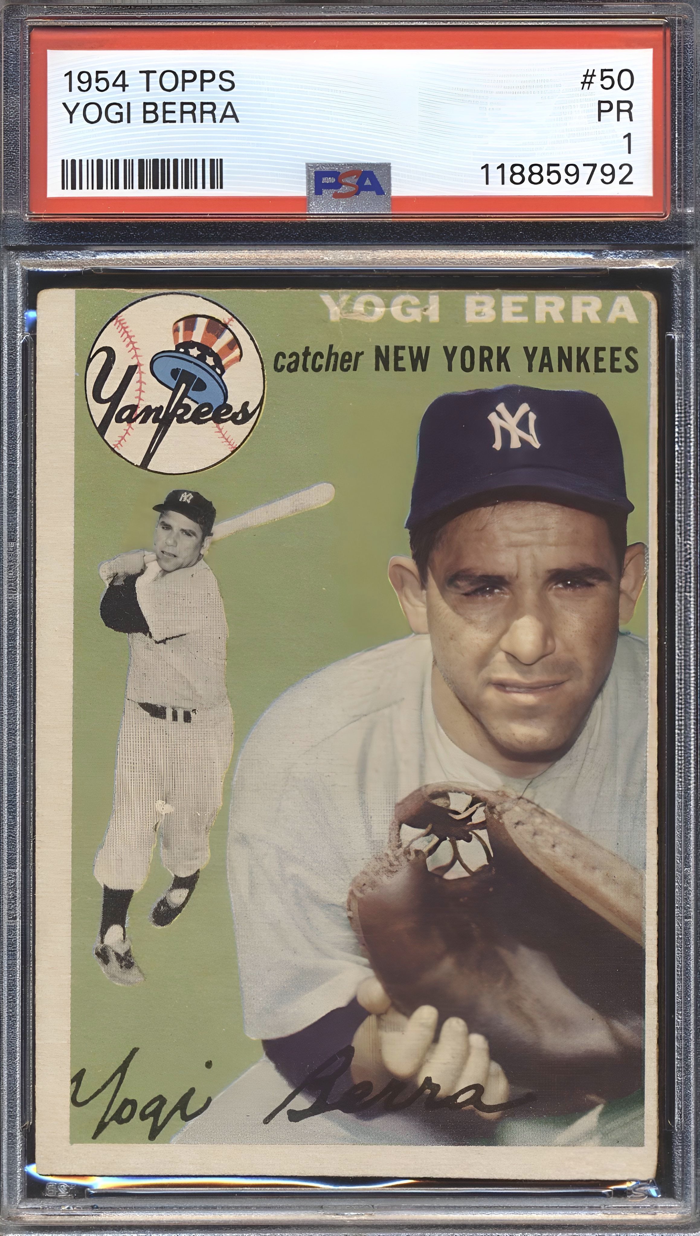 1954 Topps Baseball Yogi Berra #50 PSA 1 NEW YORK YANKEES HOF