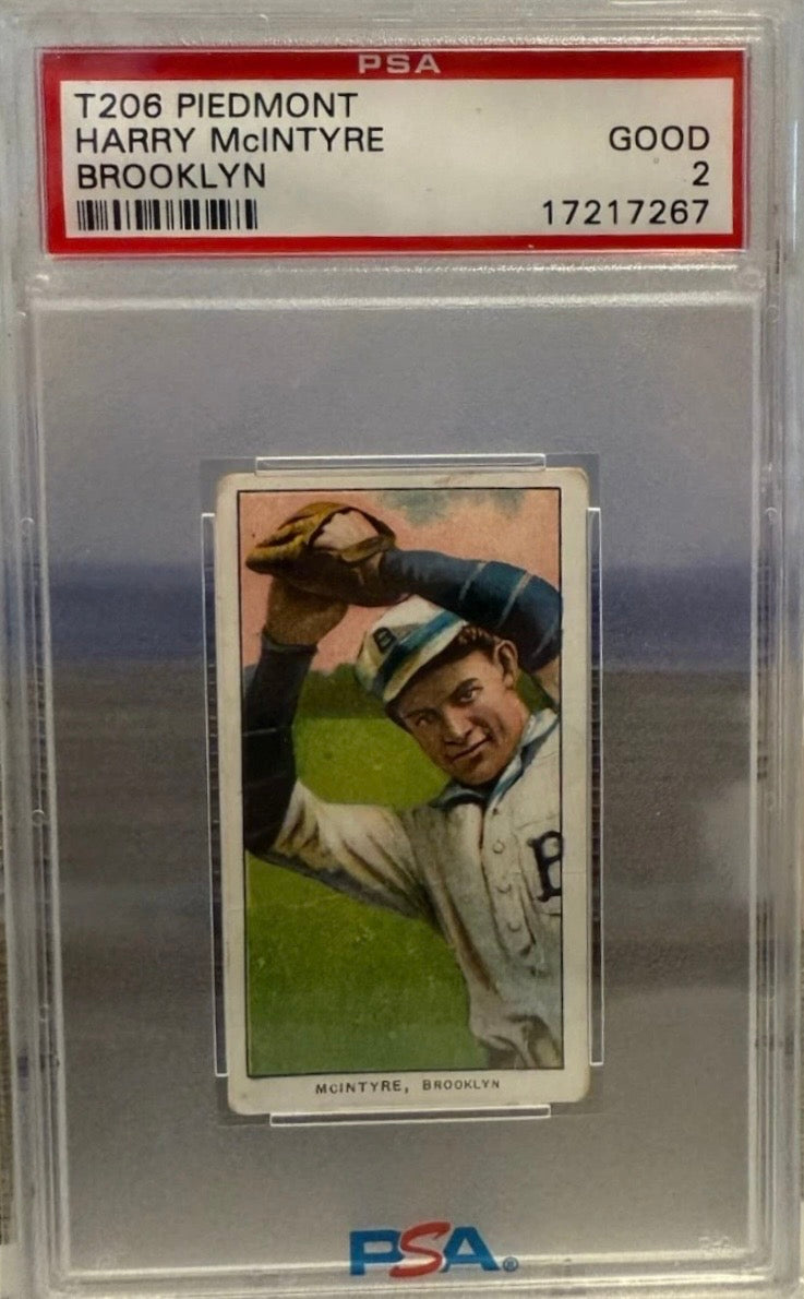 T206 Piedmont Harry McIntyre Brooklyn PSA 2