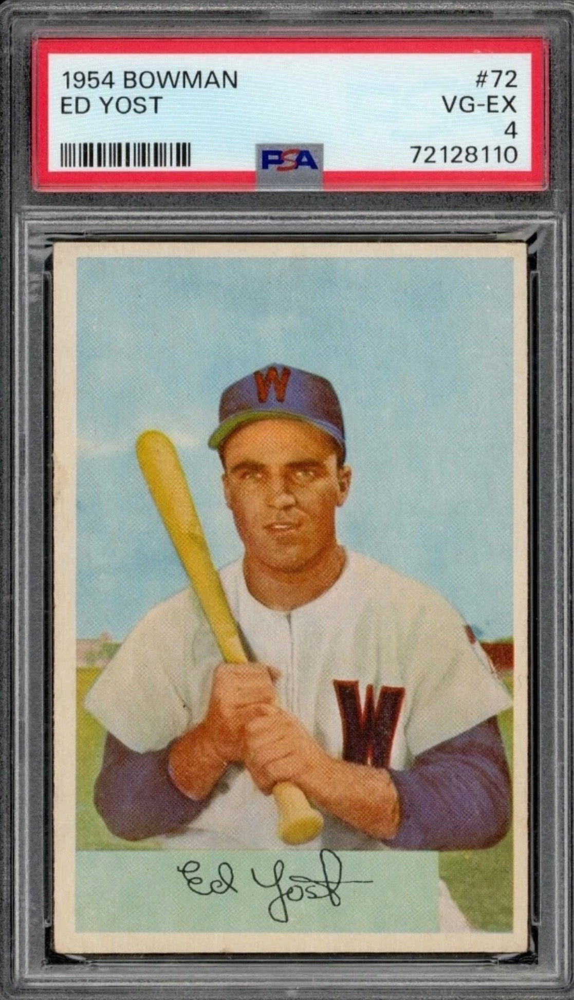 1954 Bowman Set-Break # 72 Ed Yost PSA 4 VG-EX
