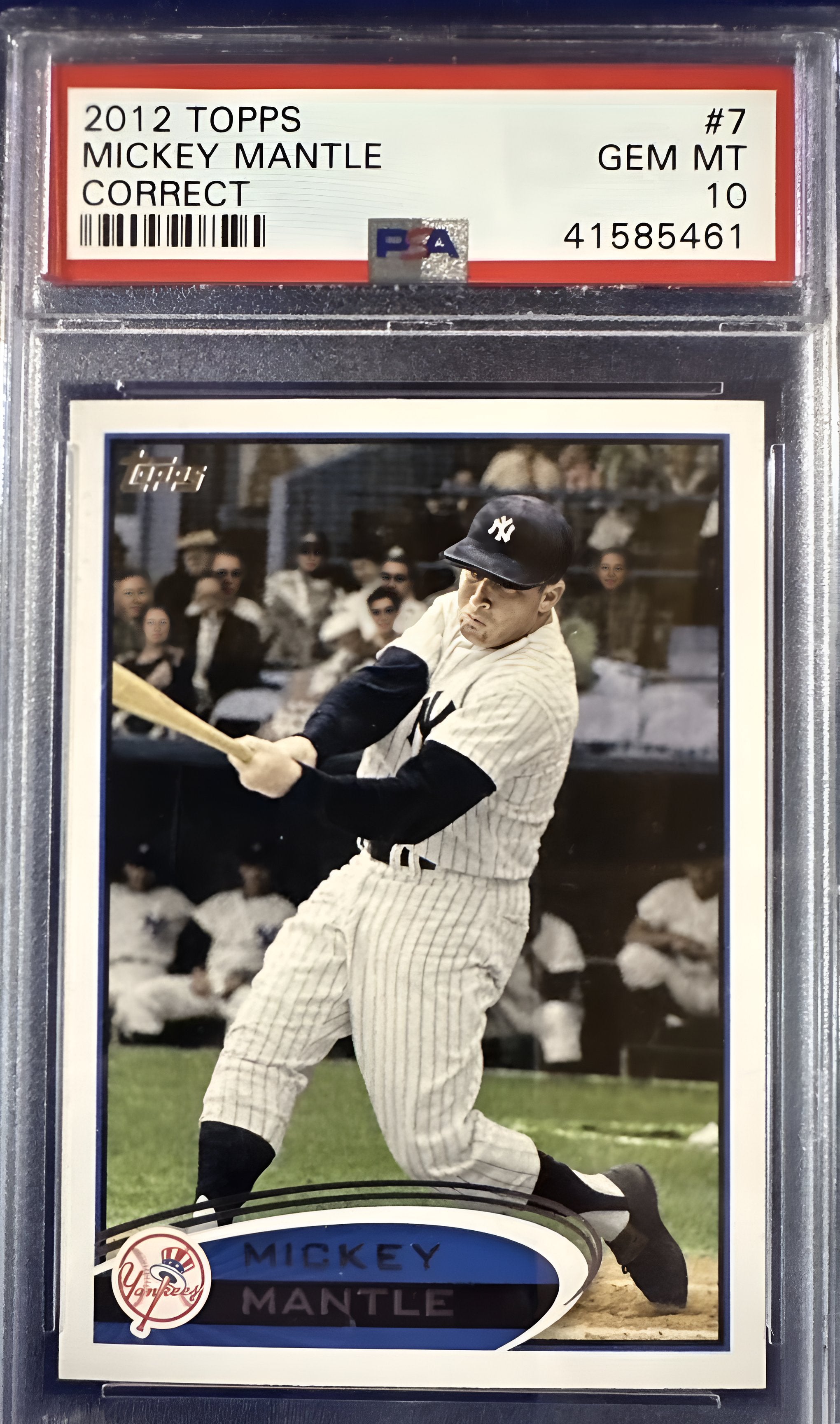 2012 TOPPS #7 MICKEY MANTLE CORRECT PSA 10 NEW YORK YANKEES HOF BASEBALL CARD