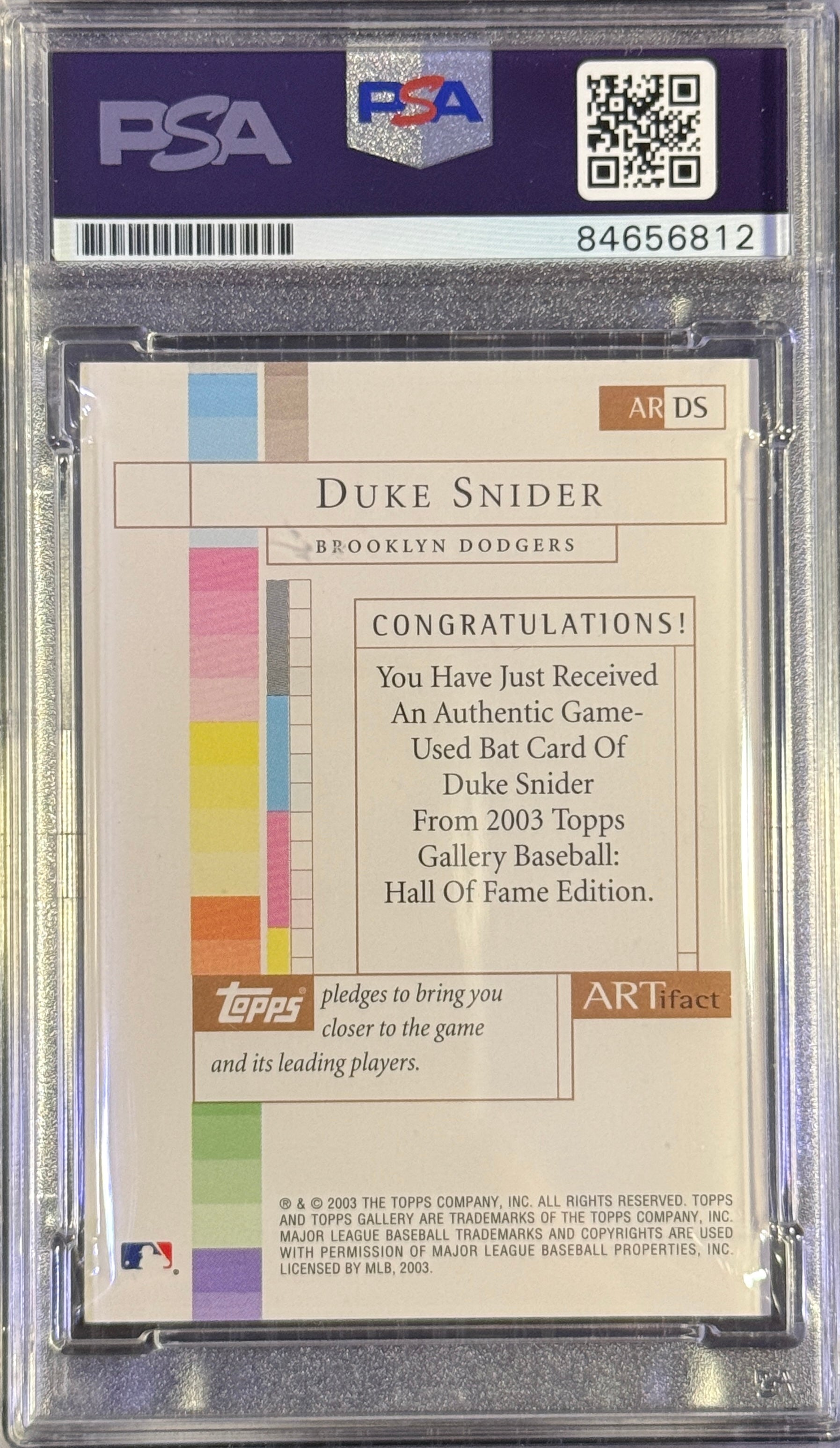 2003 Topps Duke Snyder Auto/Relic