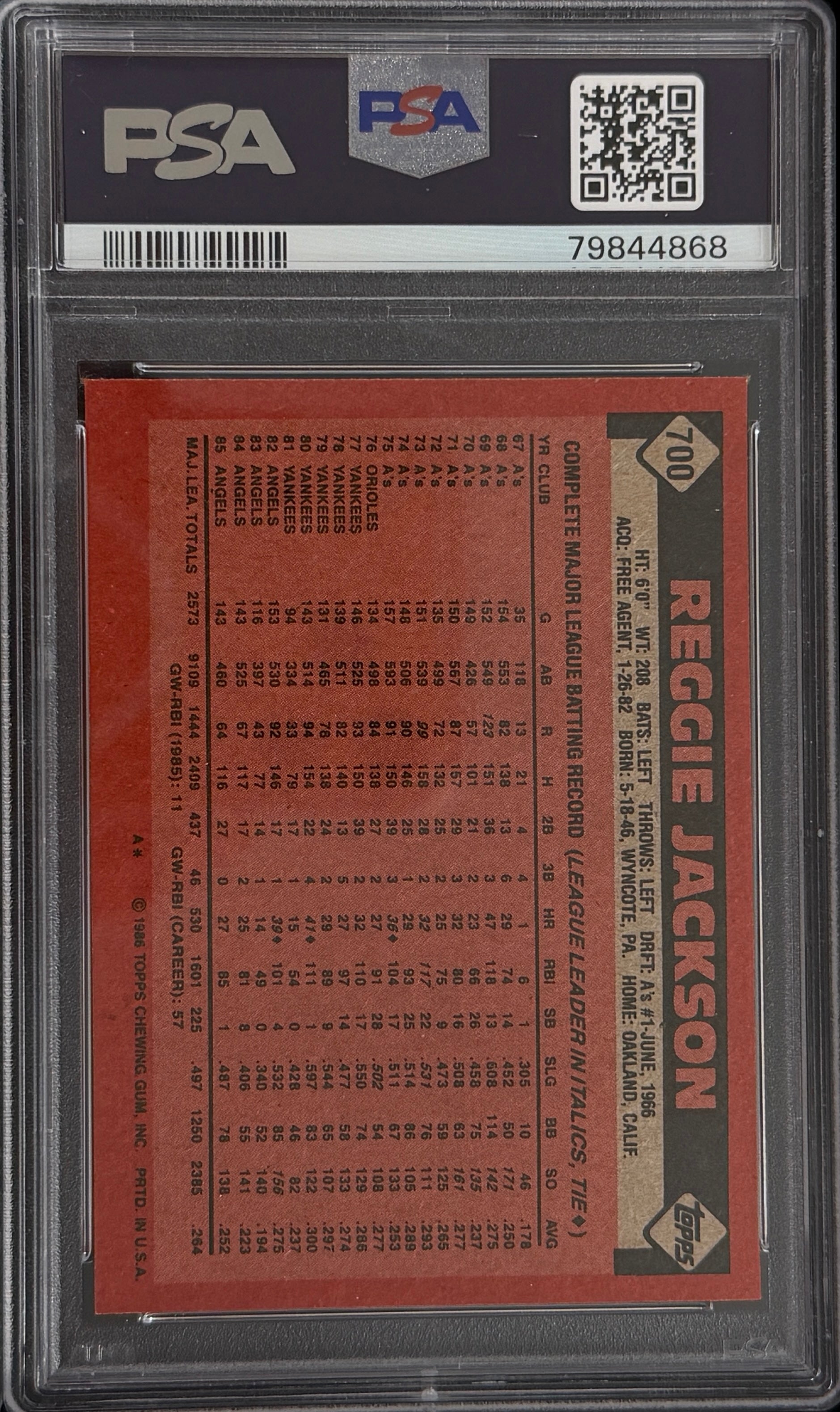 1986 Topps Reggie Jackson #700• PSA 8
