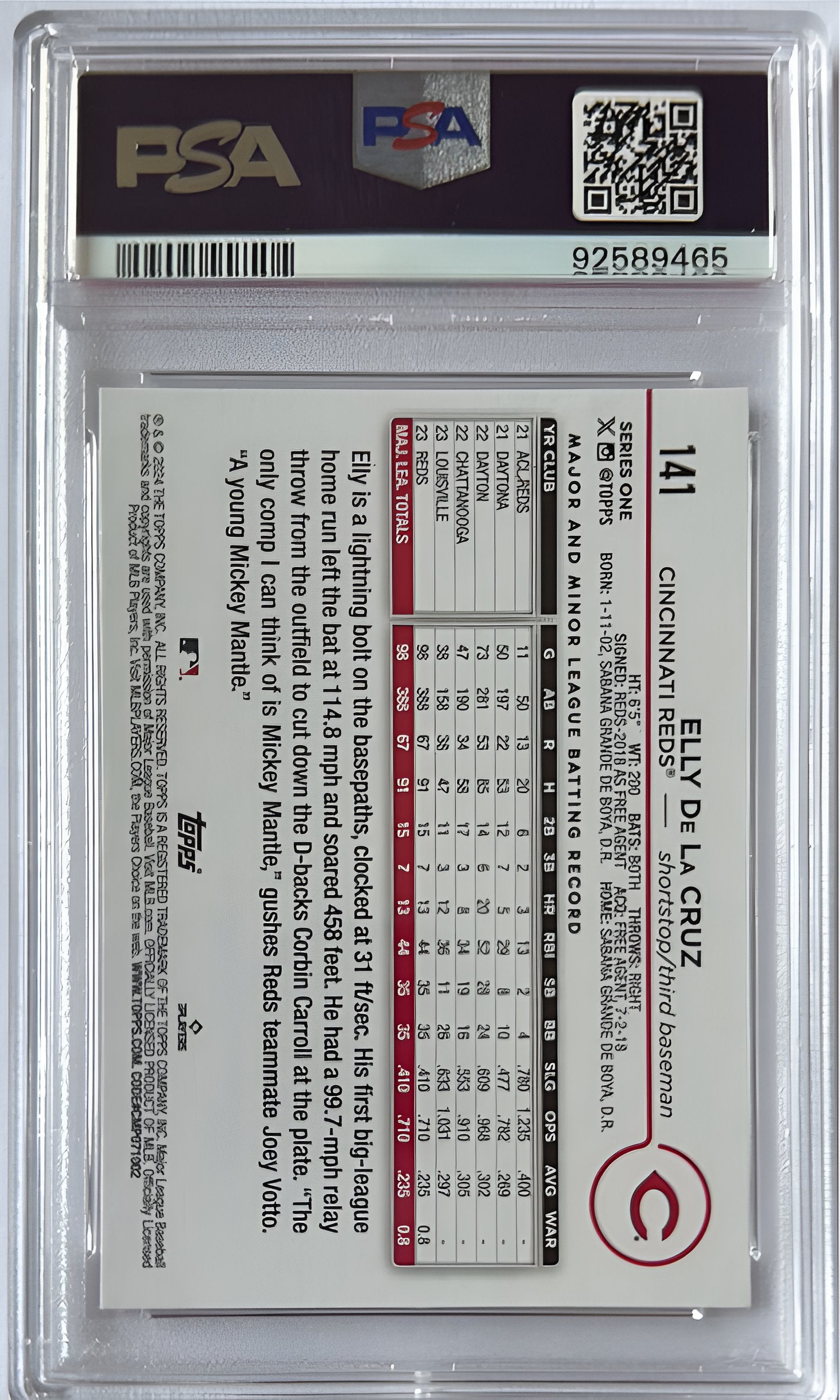 2024 Topps Elly De La Cruz #141 PSA 9