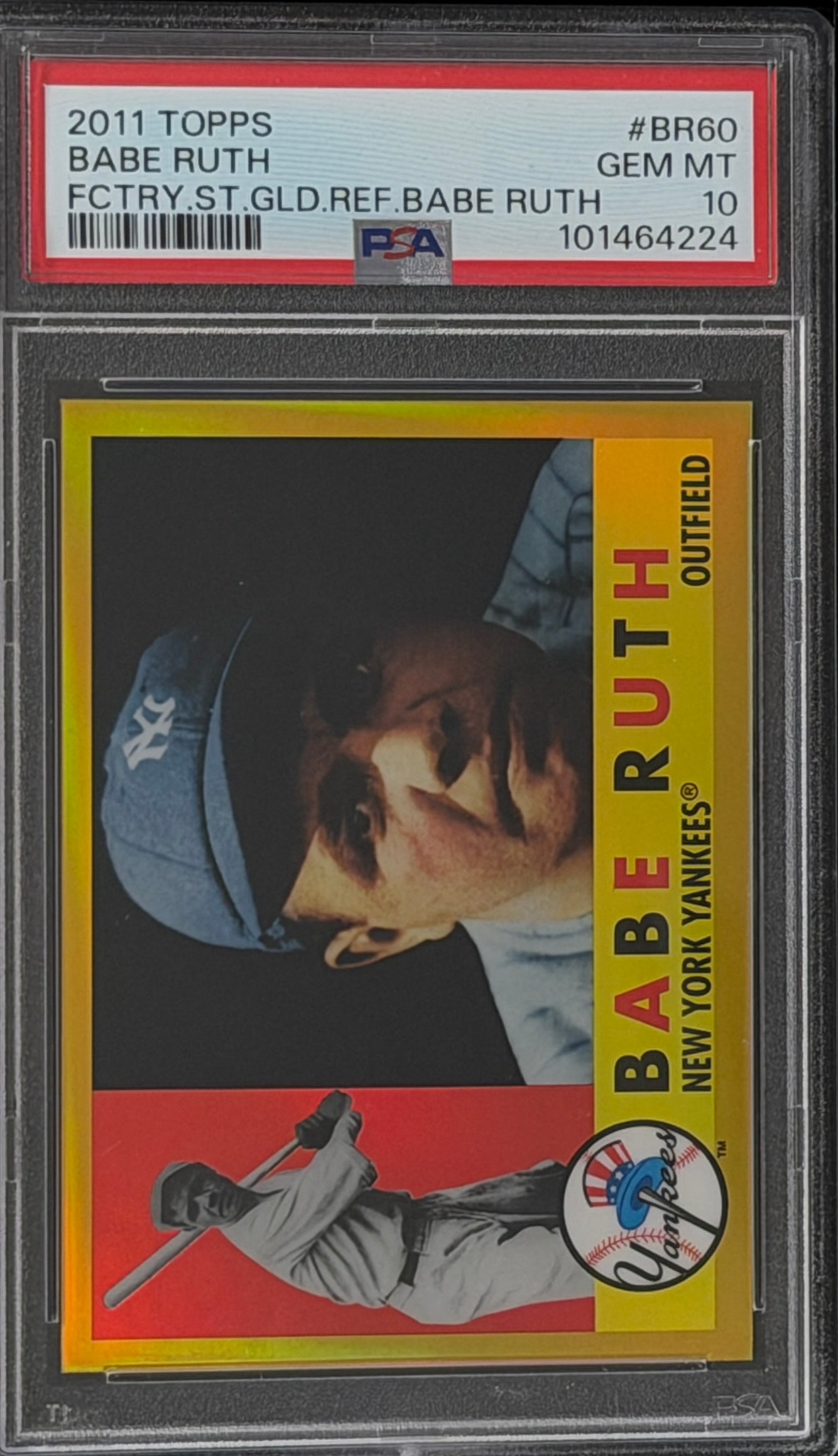 2011 TOPPS FACTORY SET GOLD REFRACTOR BABE RUTH CARD YANKEES PSA 10