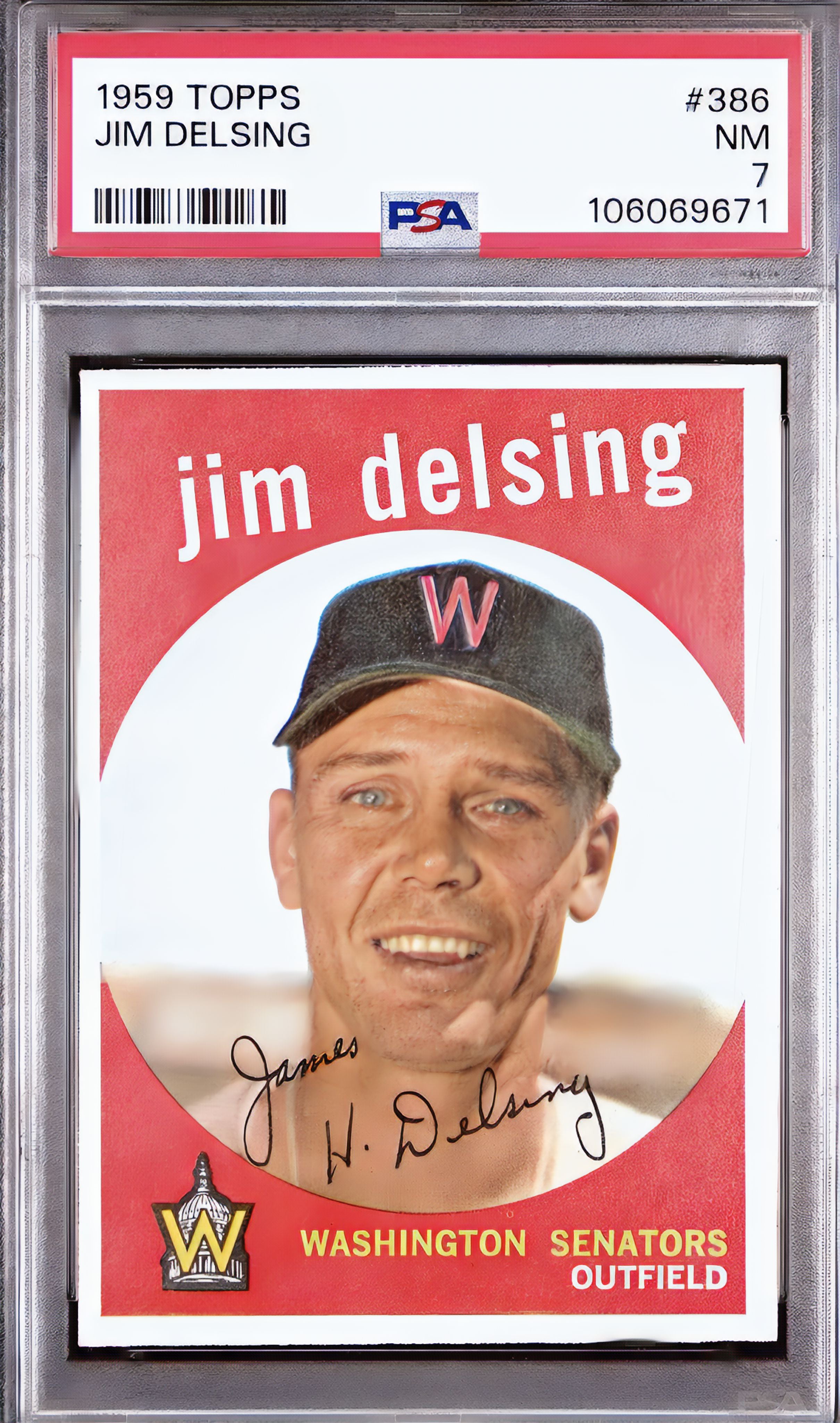 1959 Topps -Jim Delsing #386 PSA 7