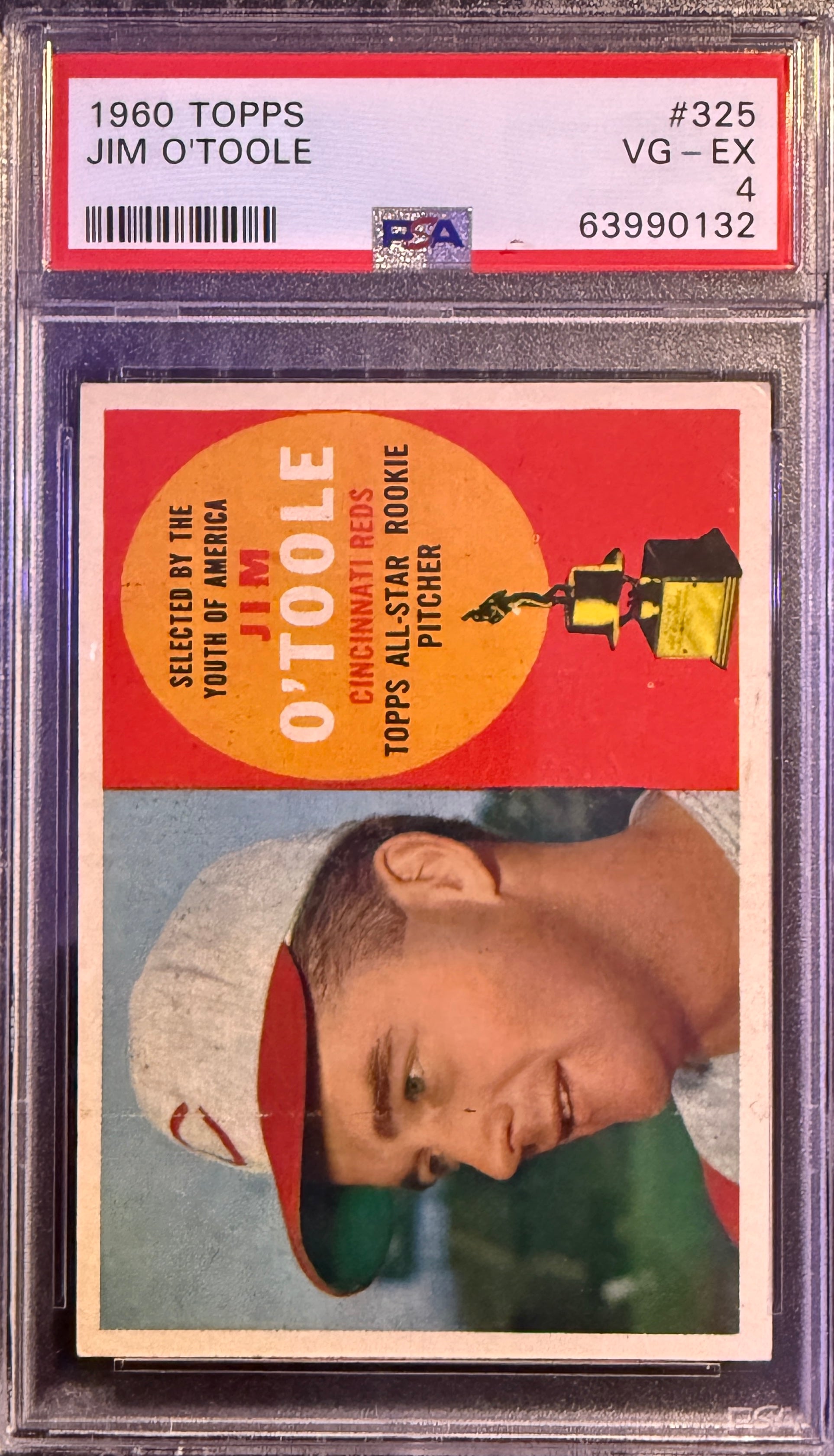 1960 Topps Jim O'Toole #325 Cincinnati Reds PSA 4