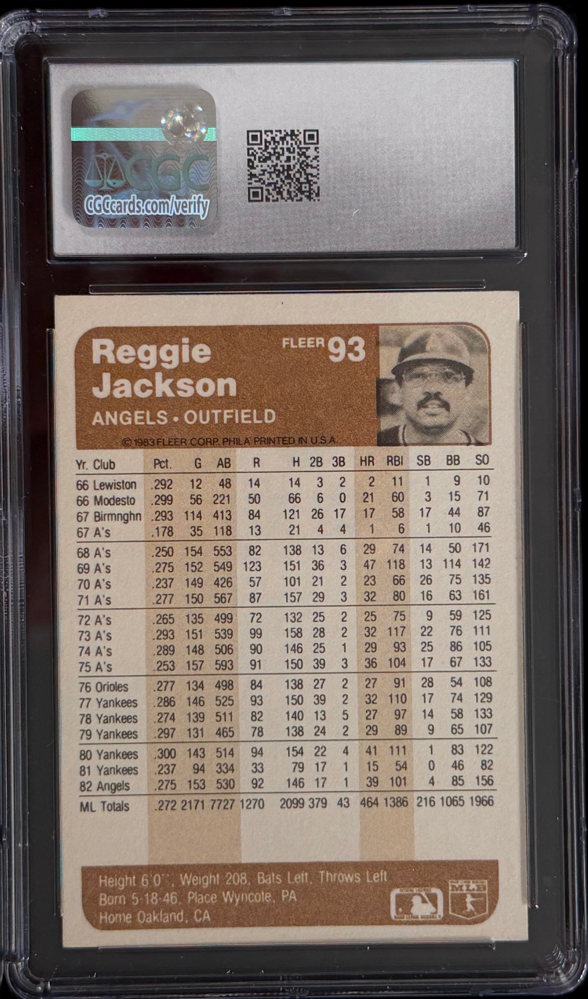 1983 Fleer #93 Reggie Jackson (CGC 7.5)