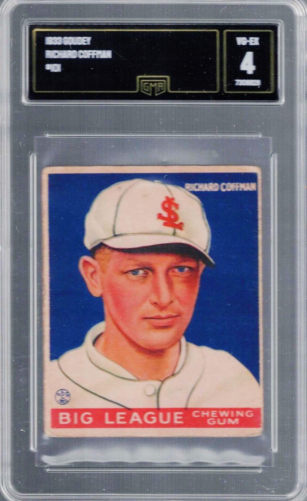 GMA 4  1933 Goudey #101 Richard Dick COFFMAN RC, St. Louis Browns