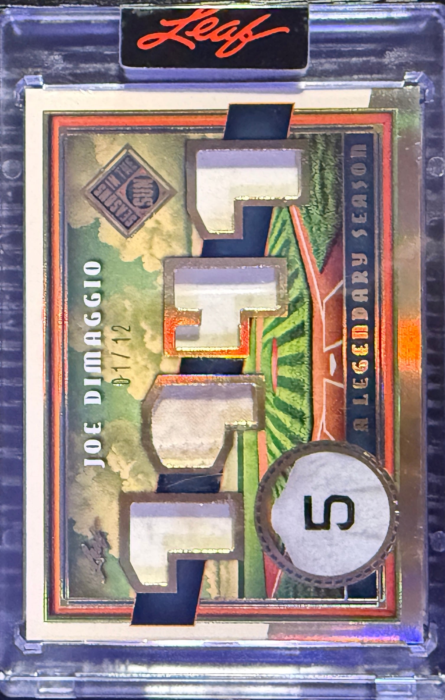 Joe DiMaggio 2025 Leaf Baseball Quad Game-Used Jersey # 01/12