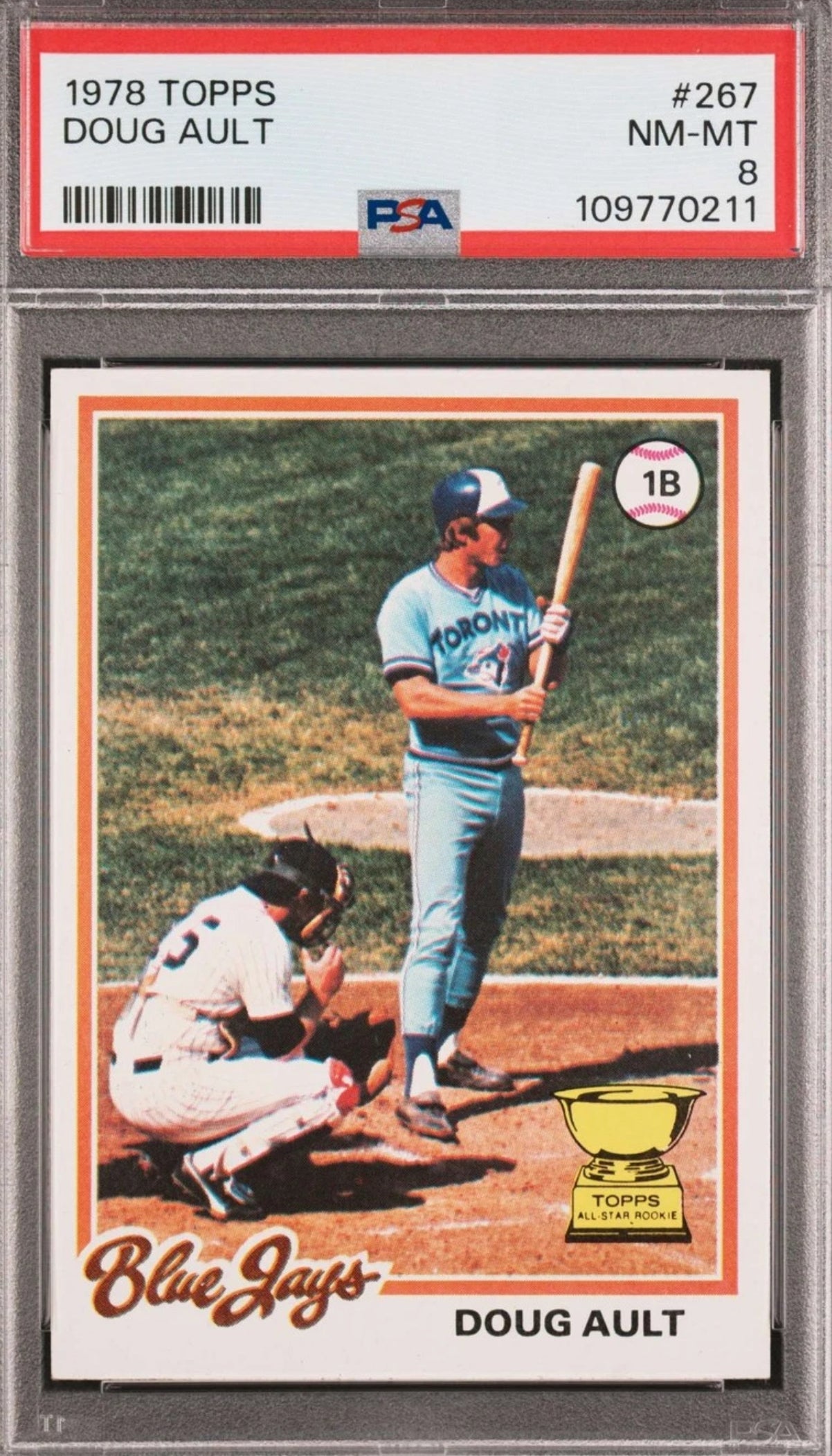 1978 TOPPS ALL-STAR ROOKIE #267 DOUG AULT BLUE JAYS PSA 8