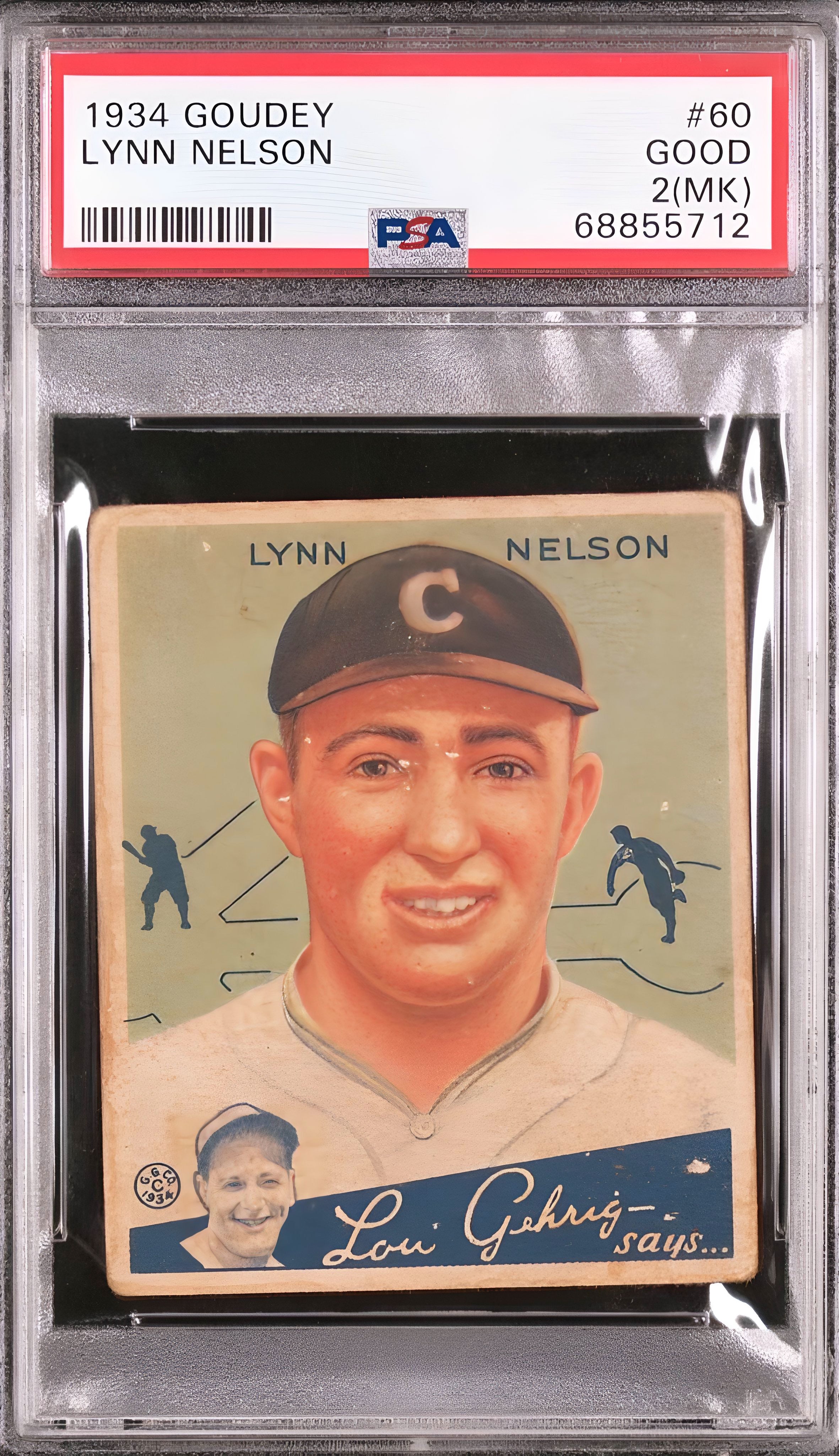 1934 Goudey - Lynn Nelson #60- PSA2MK (on back)/nice color no creases