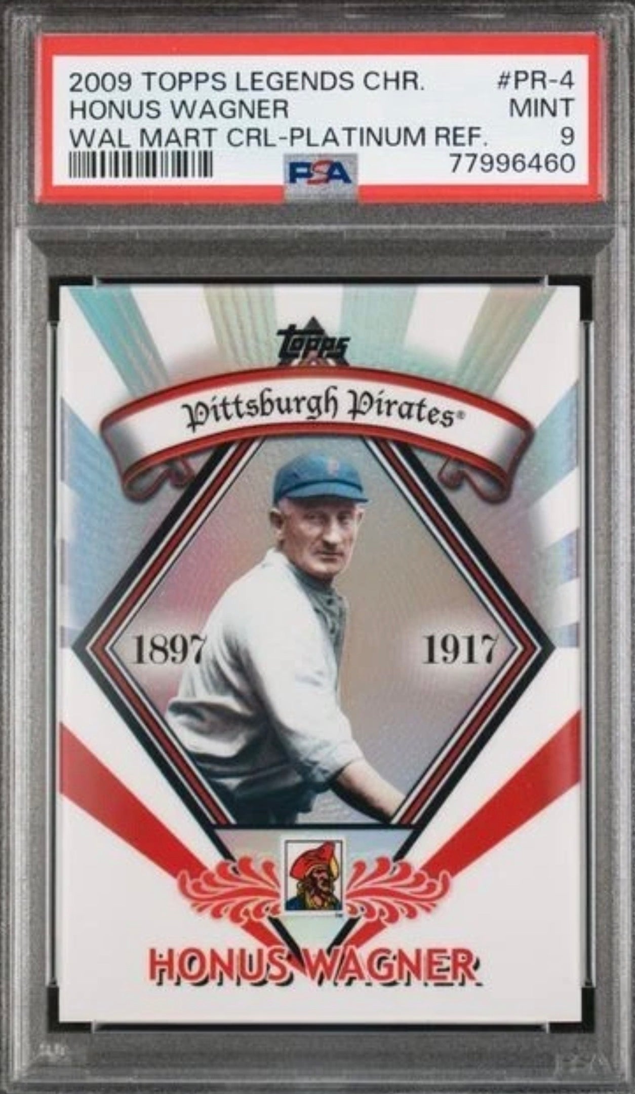 2009 Topps Legends Chrome Wal-Mart PR-4 Honus Wagner Platinum Refractor PSA 9 SP