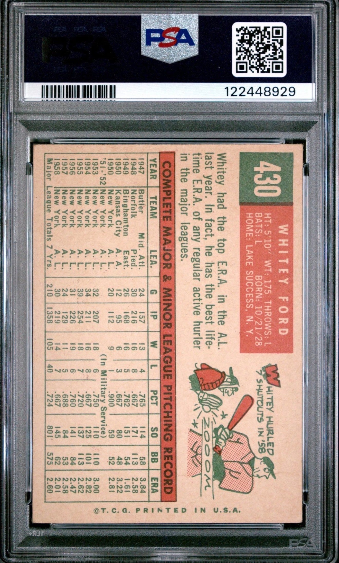 1959 Topps #430 Whitey Ford PSA 3.5