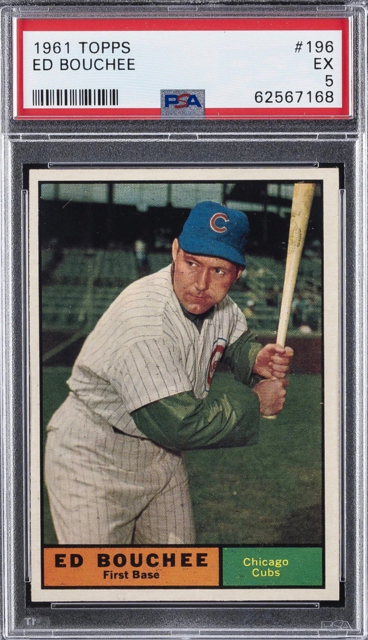 1961 Topps: Ed Bouchee (#196) Chicago Cubs [EX] PSA 5