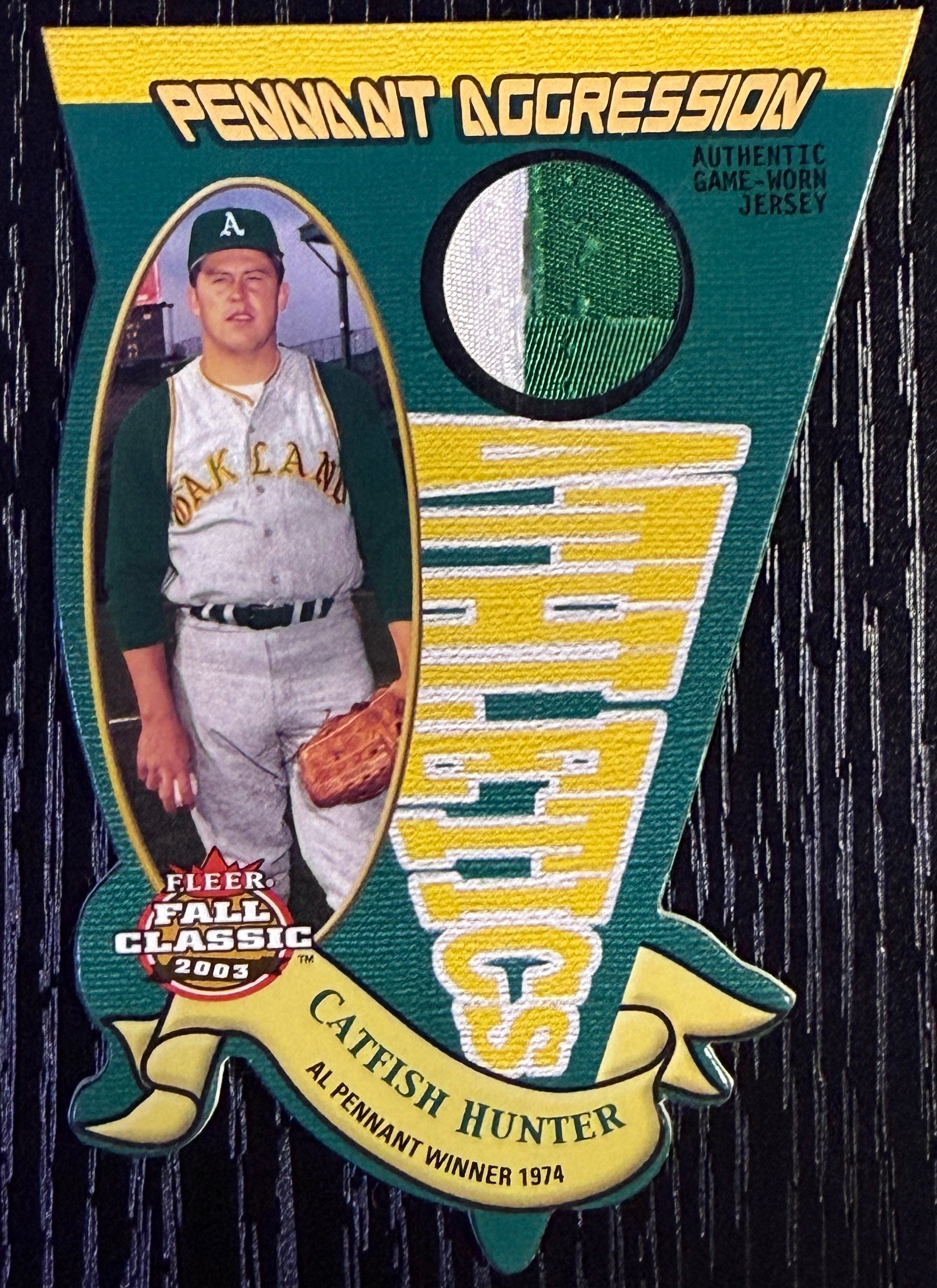 Catfish Hunter 2003 Fleer Game worn jersey section