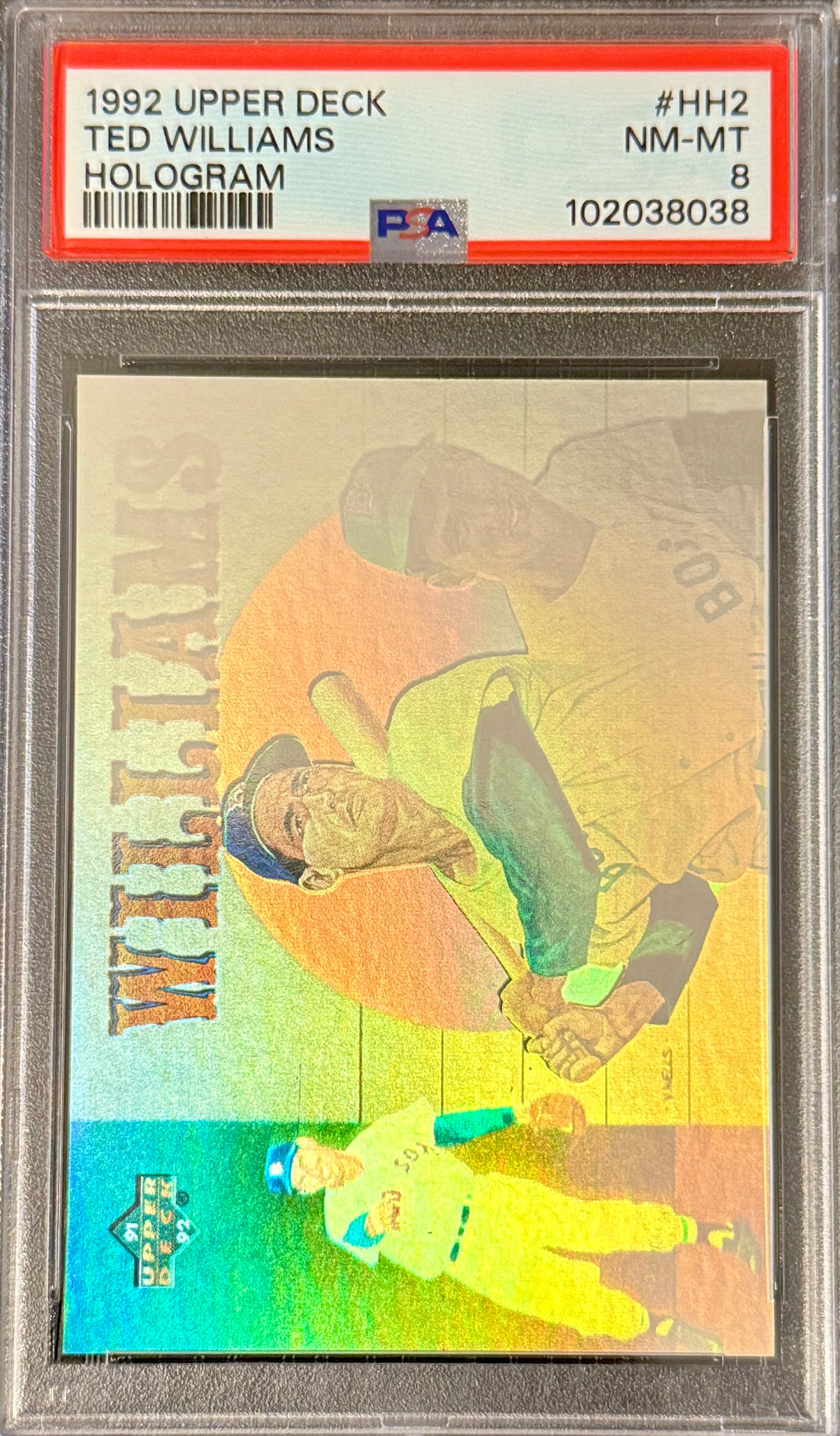 1992 UPPER DECK HOLOGRAM #HH2 TED WILLIAMS PSA 8