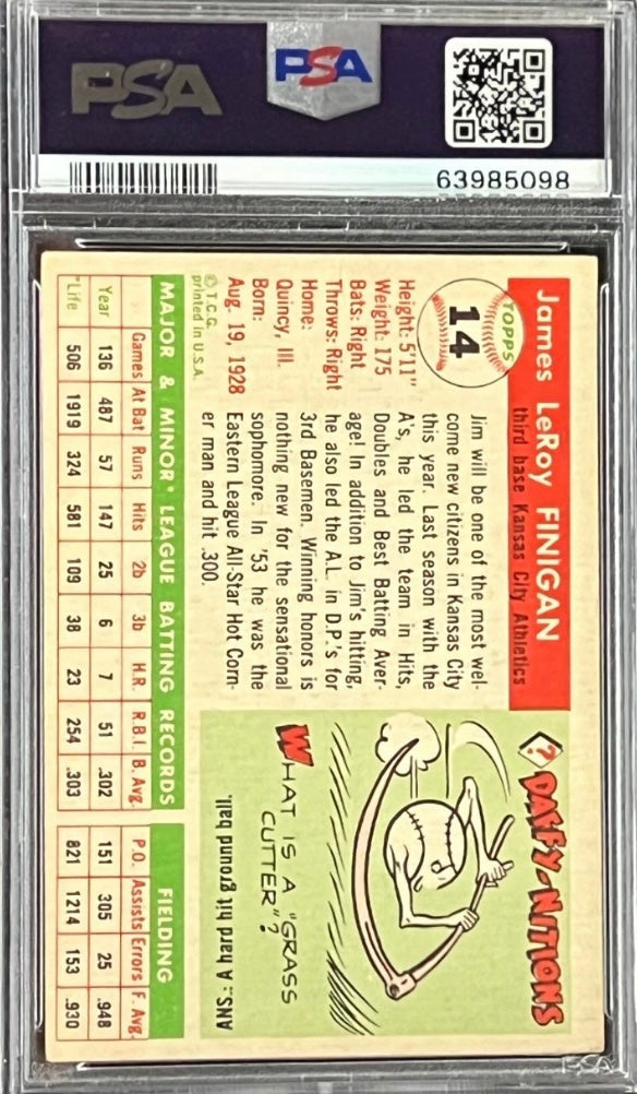 1955 Topps Jim Finigan Rookie RC #14 Philadelphia  PSA 2