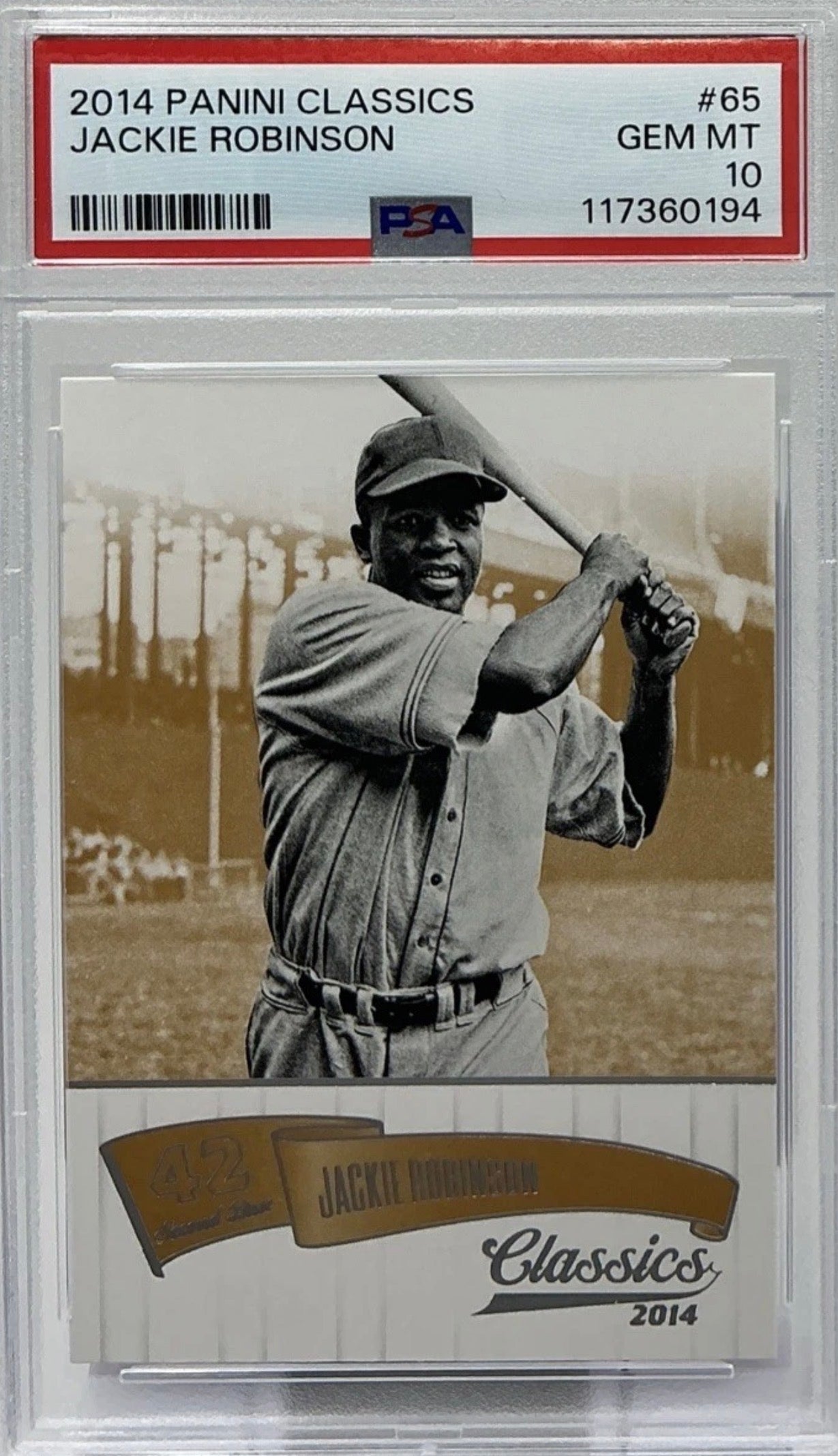 Jackie Robinson PSA 10 -2014 Panini Classics -Dodgers, MVP, “Grace and Humility”