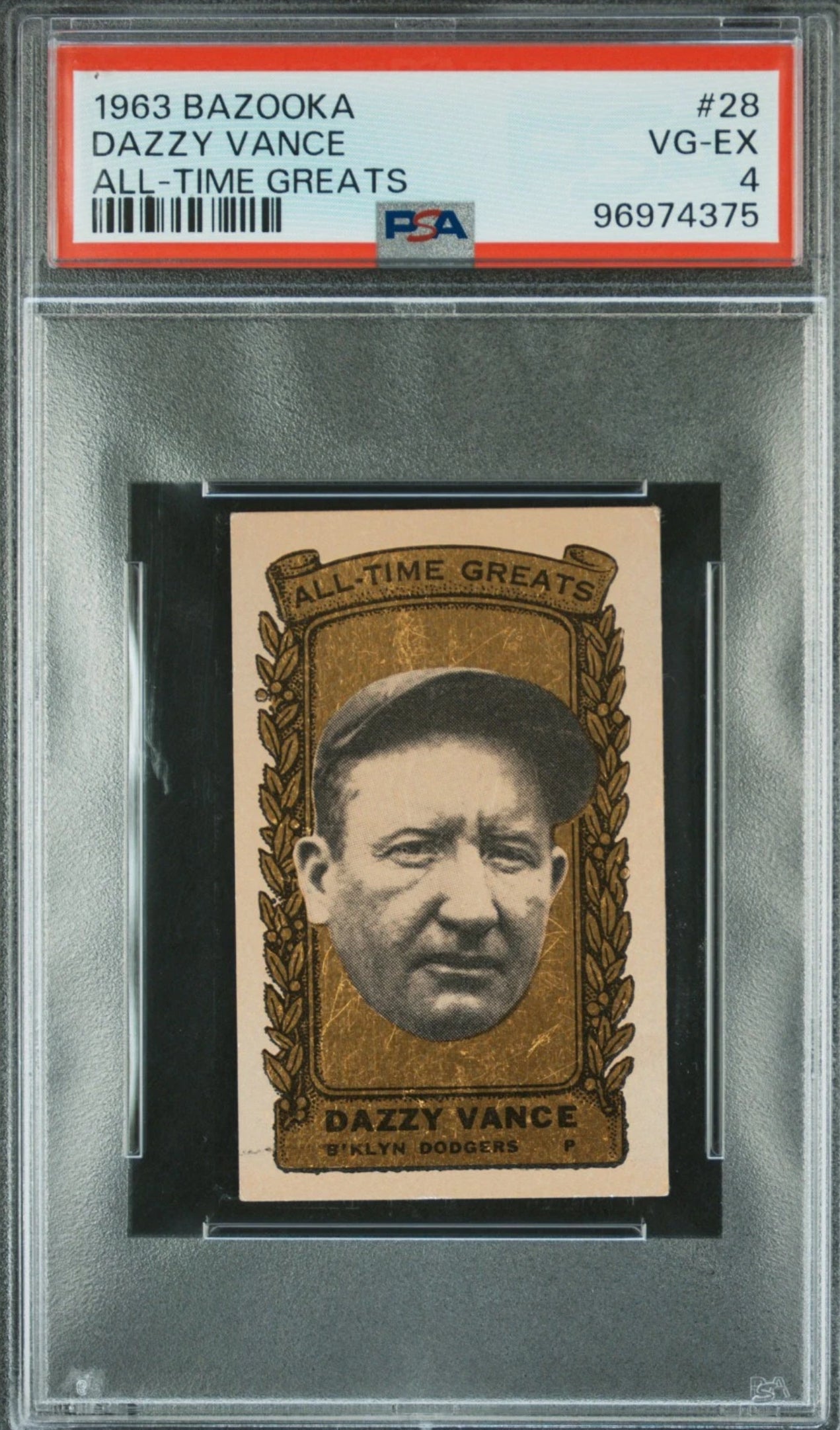 Dazzy Vance 1963 Bazooka #28 PSA 4 Low Pop Count: 2