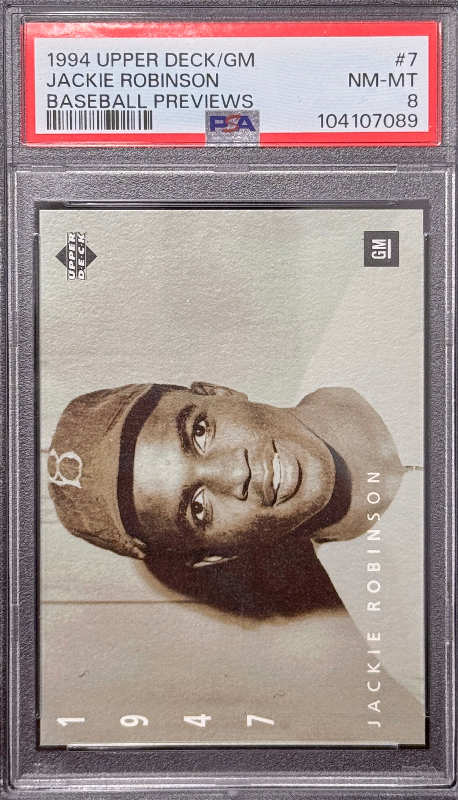 1994 Upper Deck / GM Jackie Robinson #7 Baseball Previews PSA 8