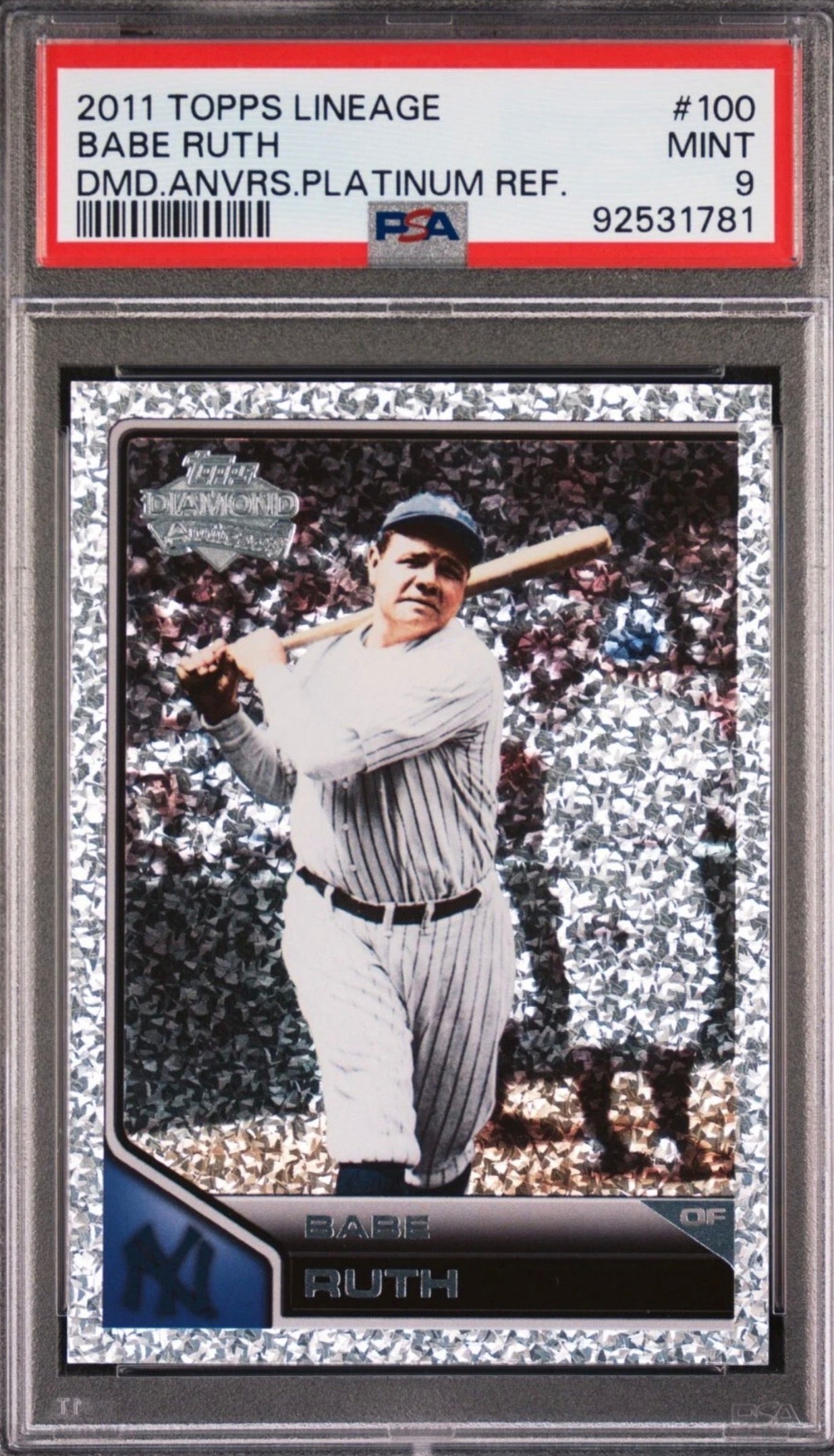 2011 Topps Lineage Baseball Babe Ruth Diamond Anvrs PLT Card #100 PSA Mint 9