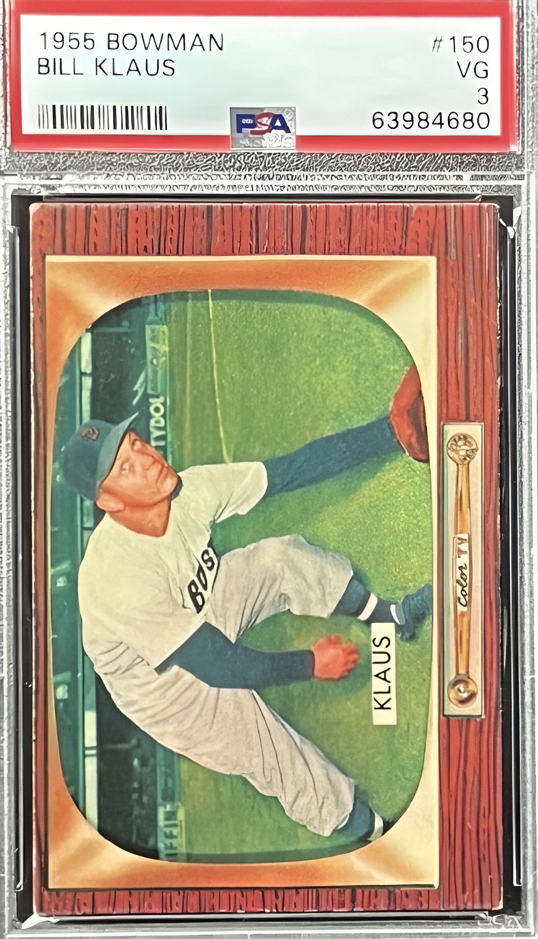 1955 Bowman Bill Klaus Rookie RC #150 Boston Red Sox PSA 3