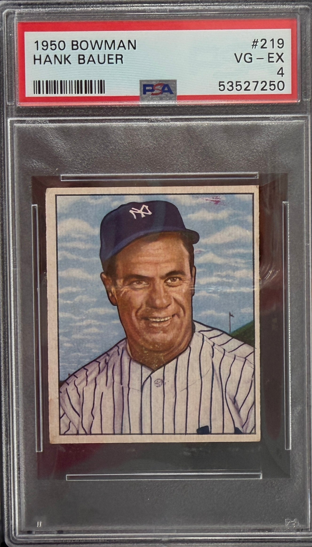1950 BOWMAN Hank Bauer #219 BASEBALL CARD GRADED PSA 4
