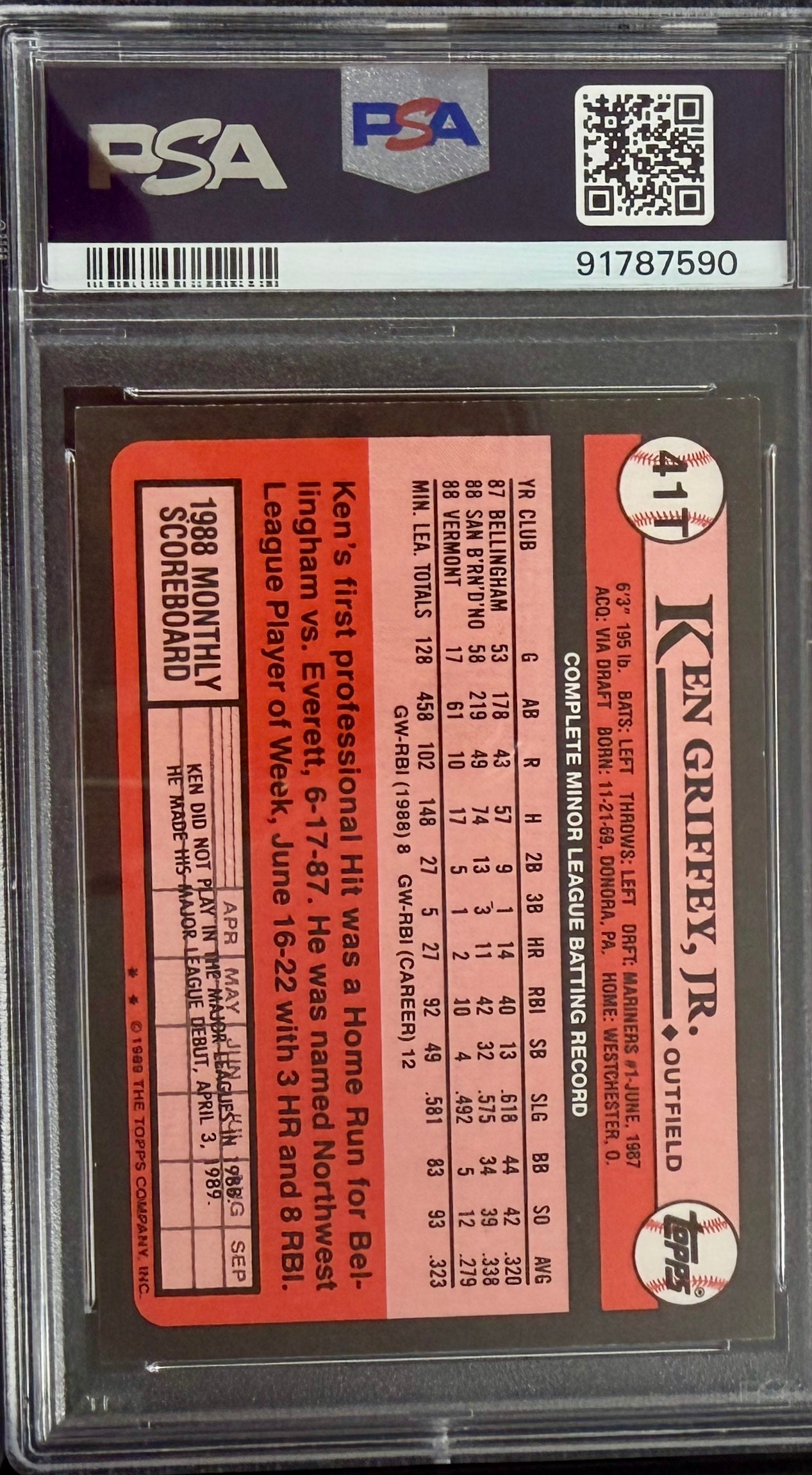 1989 Topps Traded Ken Griffey Jr #41T• PSA 6