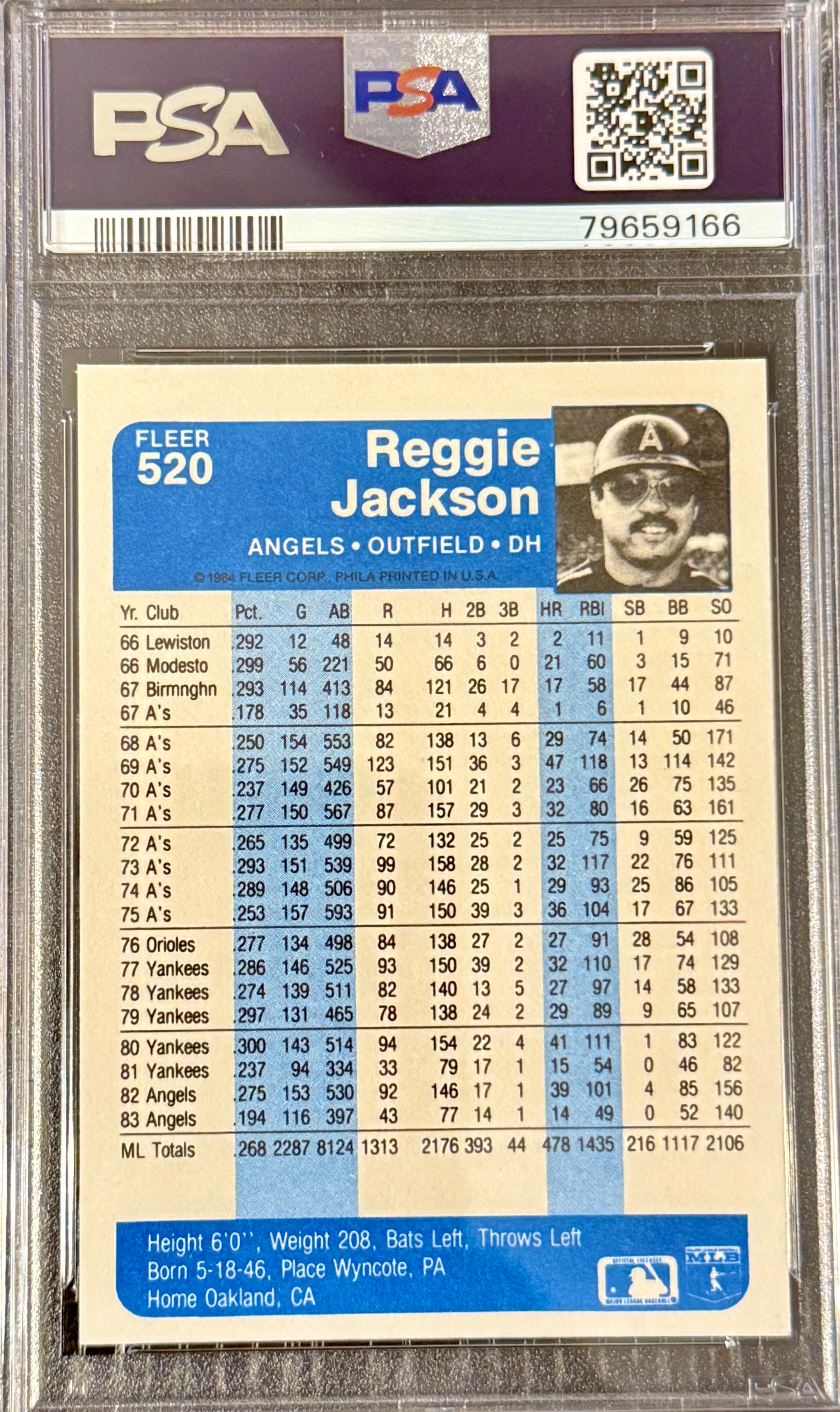 1984 Fleer - Reggie Jackson #520 PSA 8