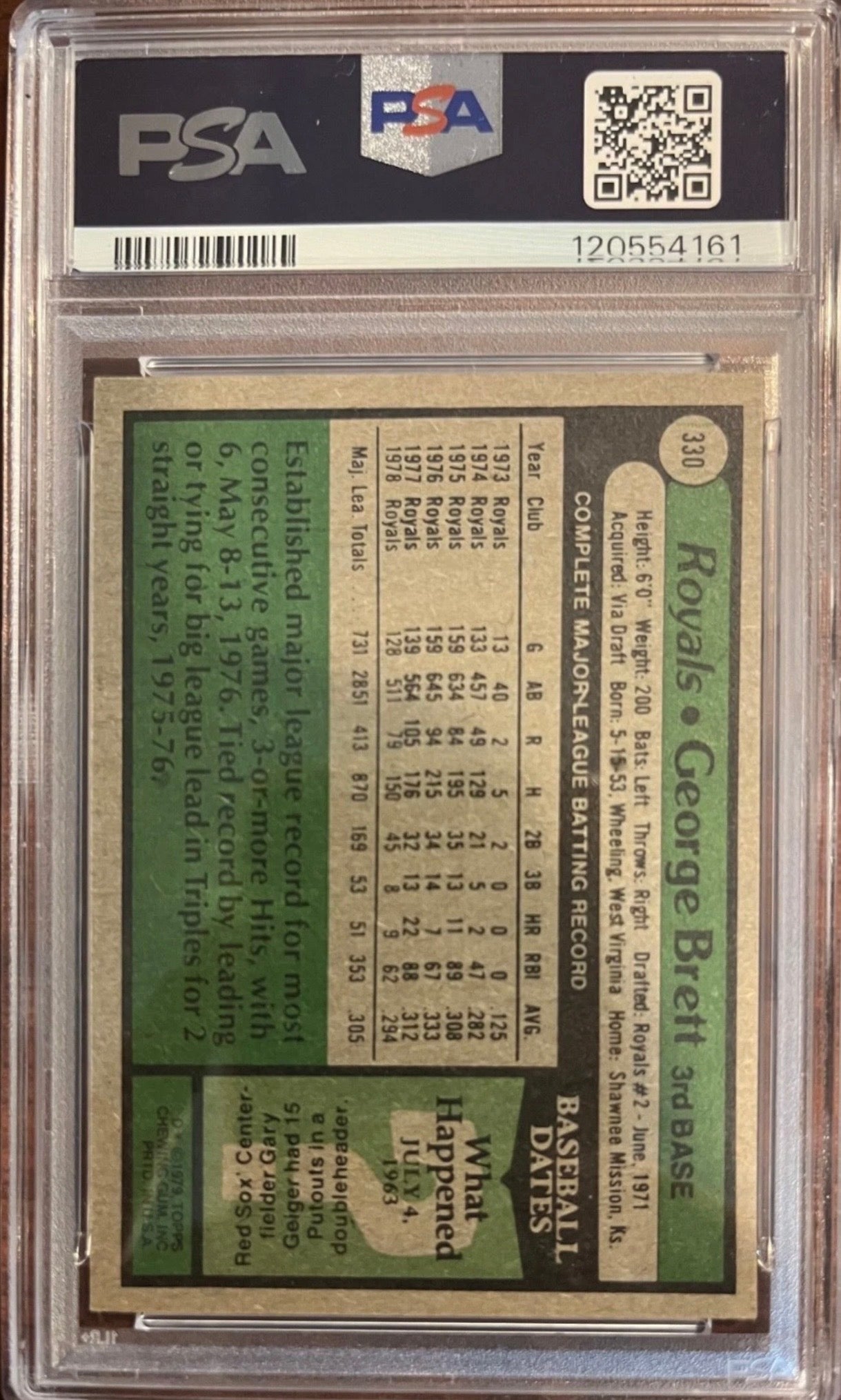 1979 Topps Baseball George Brett #330 PSA 6 EX-MT