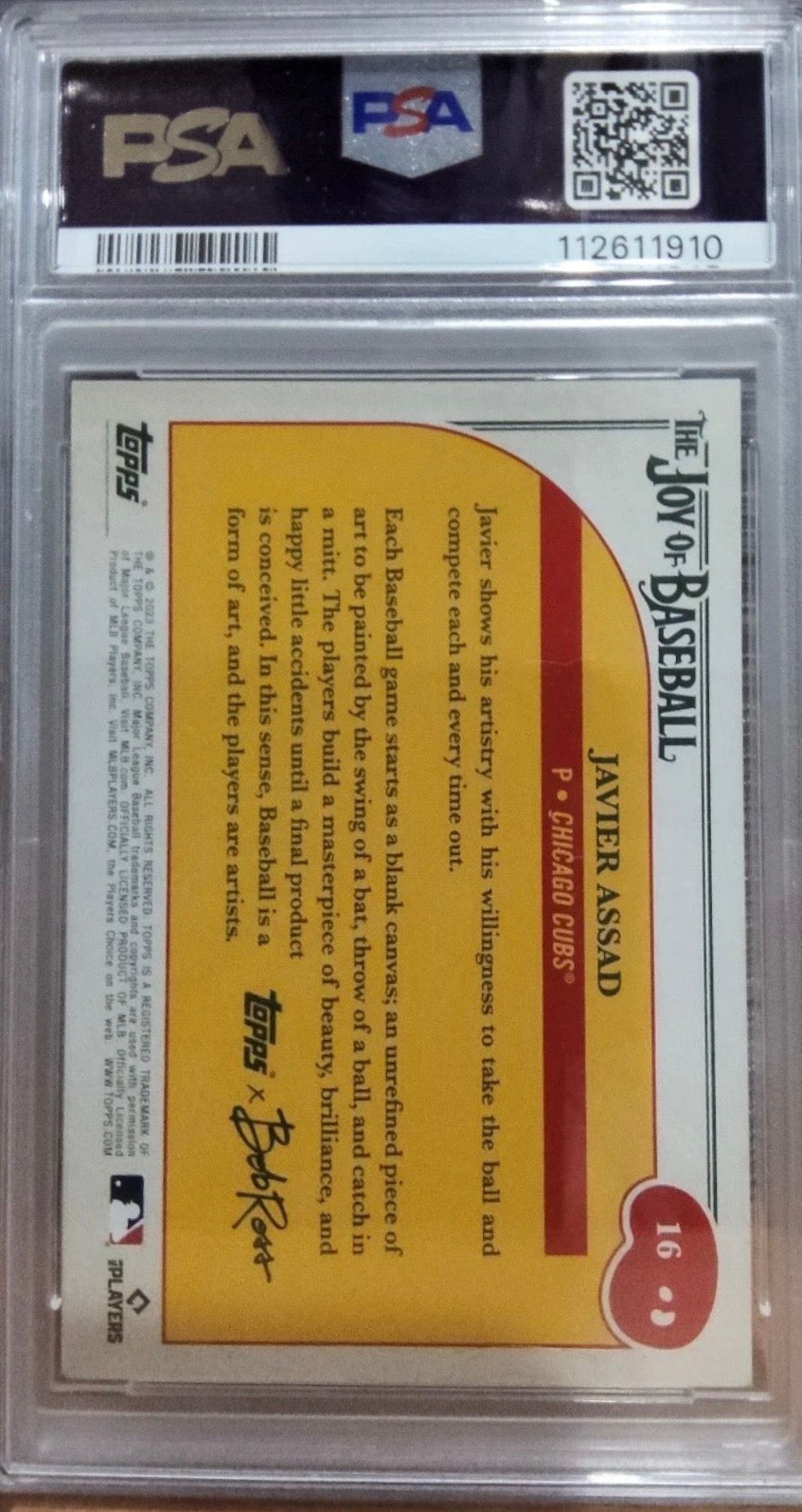 2023 Topps X Bob Ross Joy of Baseball JAVIER ASSAD RC ROOKIE Sap Green /75 PSA 8