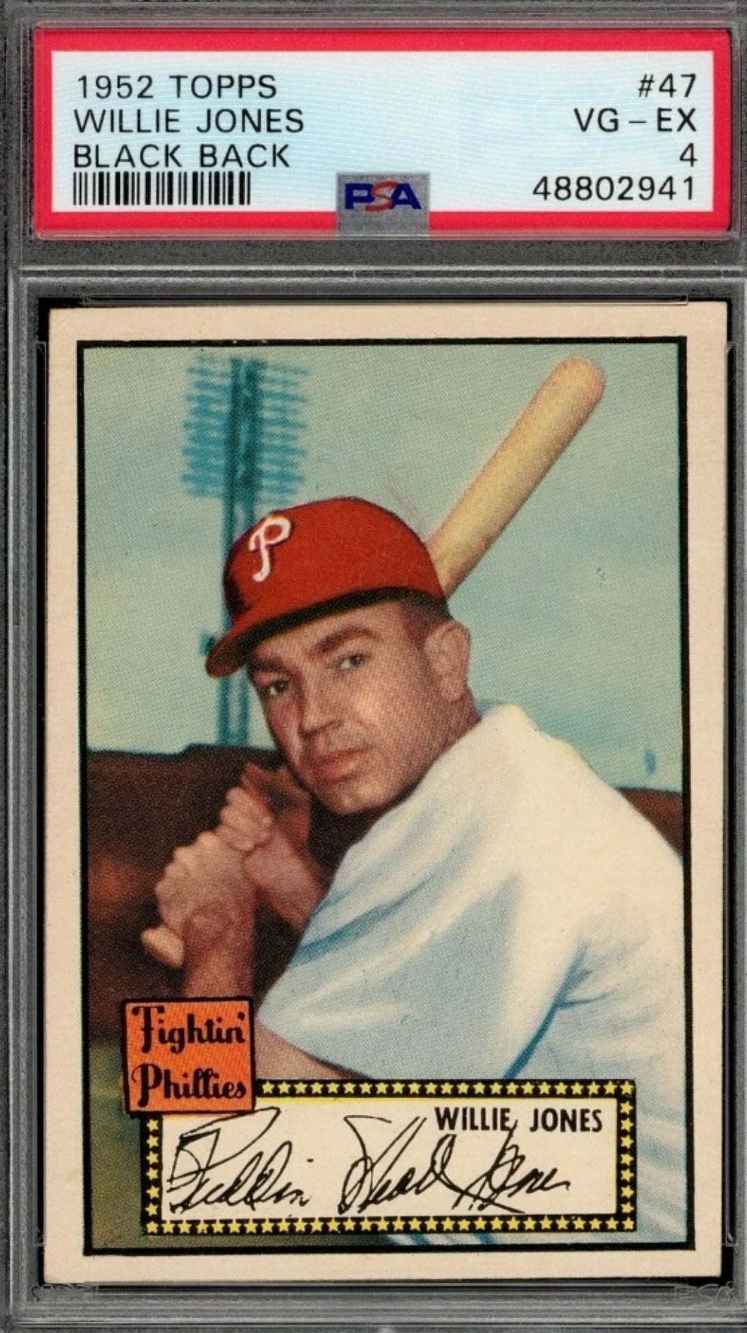 1952 Topps Set-Break # 47 Willie Jones Black Back PSA 4